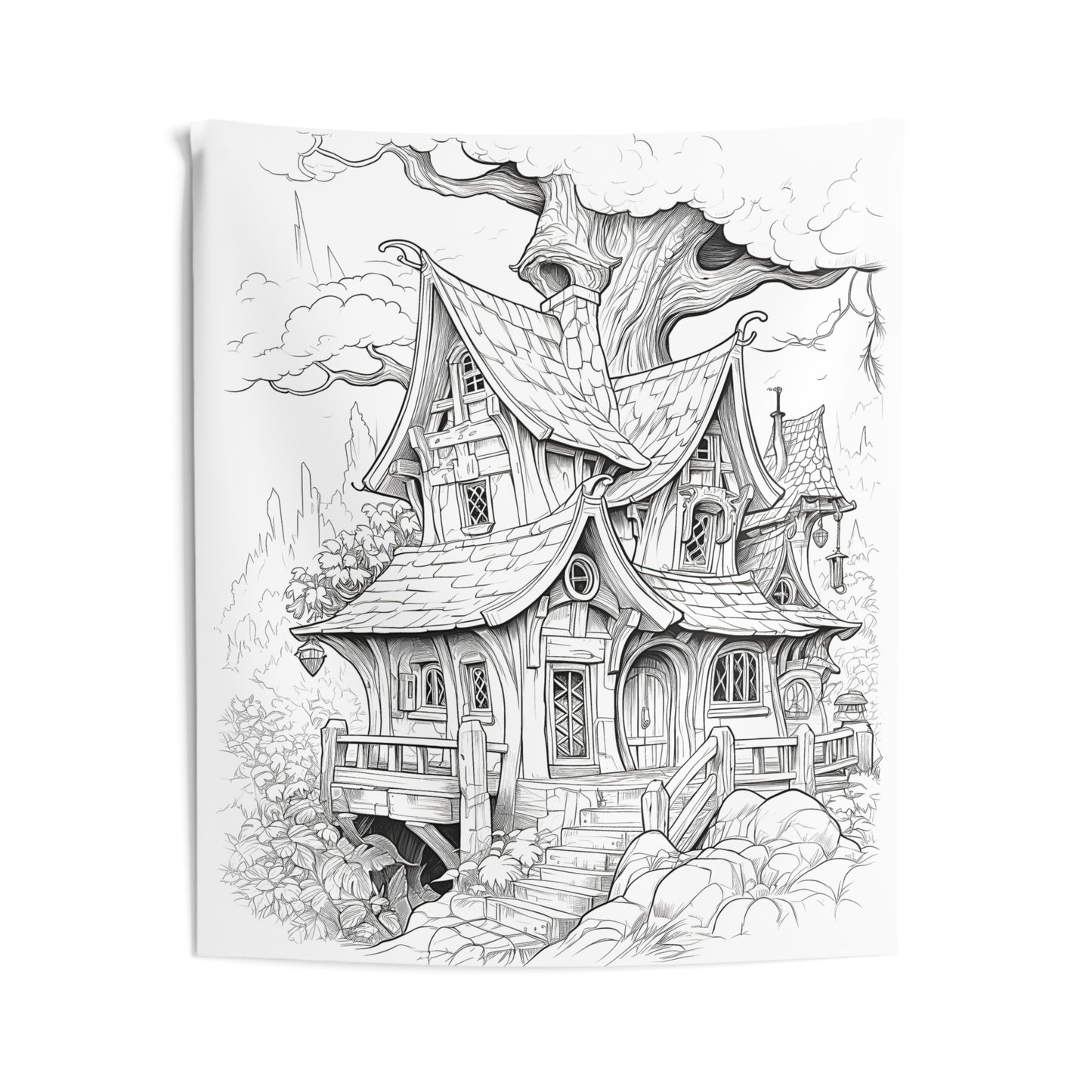 Indoor Wall Tapestries Coloring Kit with 10 Fabric Markers - Treehouse