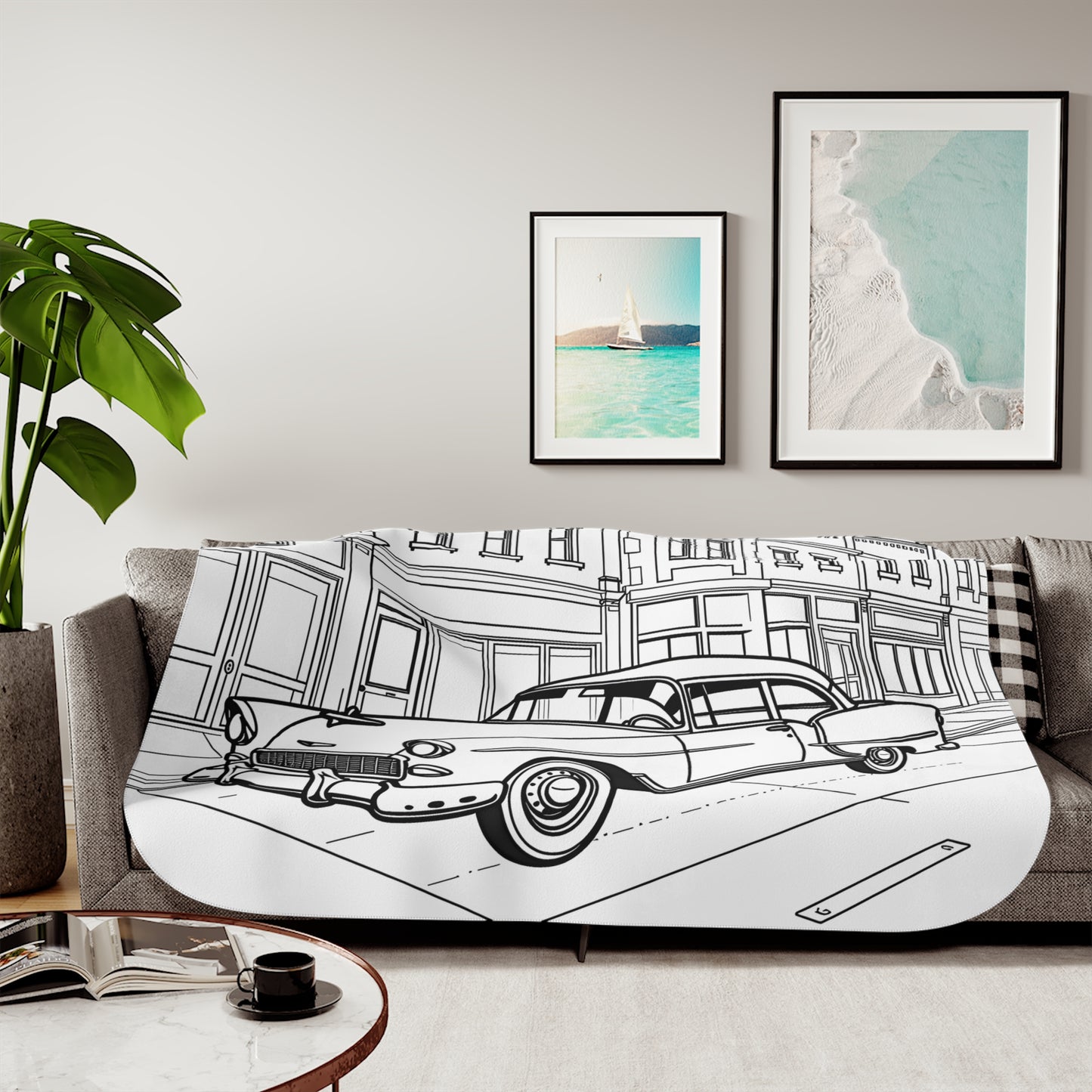 Blanket Coloring Kit with 10 Fabric Markers - Classic Car