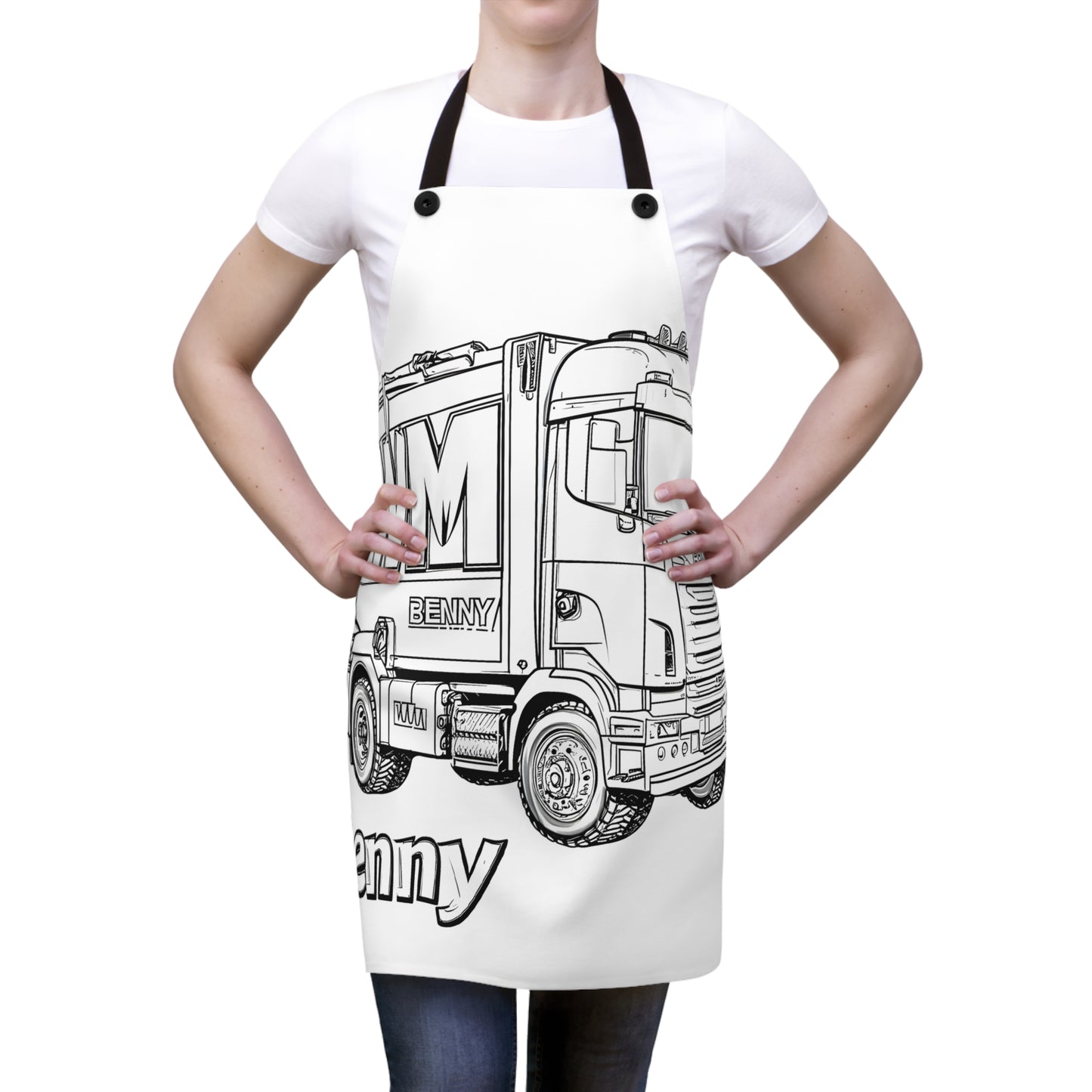 Apron Coloring Kit with 10 Fabric Markers - Garbage Truck