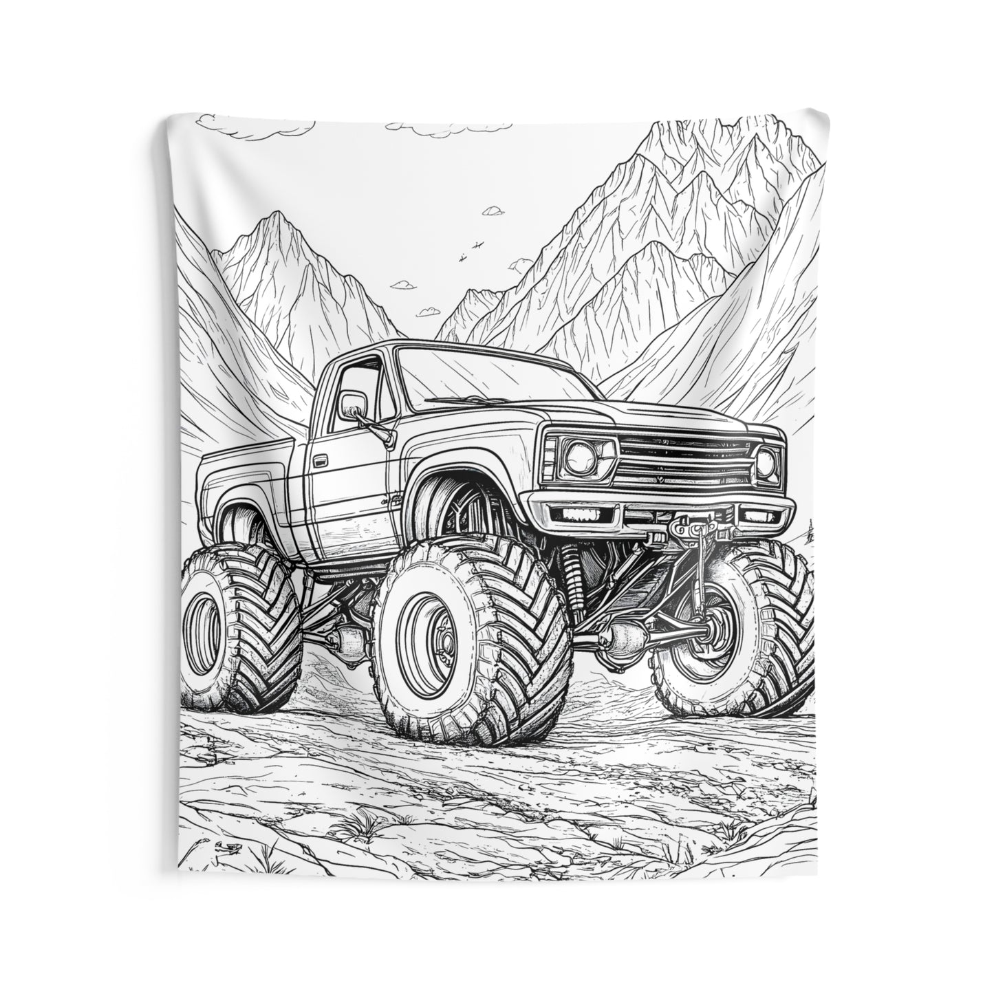 Indoor Wall Tapestries Coloring Kit with 10 Fabric Markers - Monster Truck