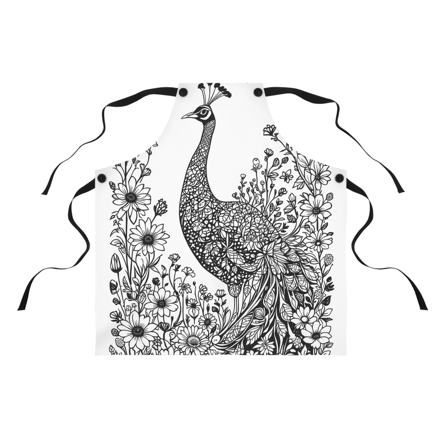 Apron Coloring Kit with 10 Fabric Markers - Peacock in Floral Garden