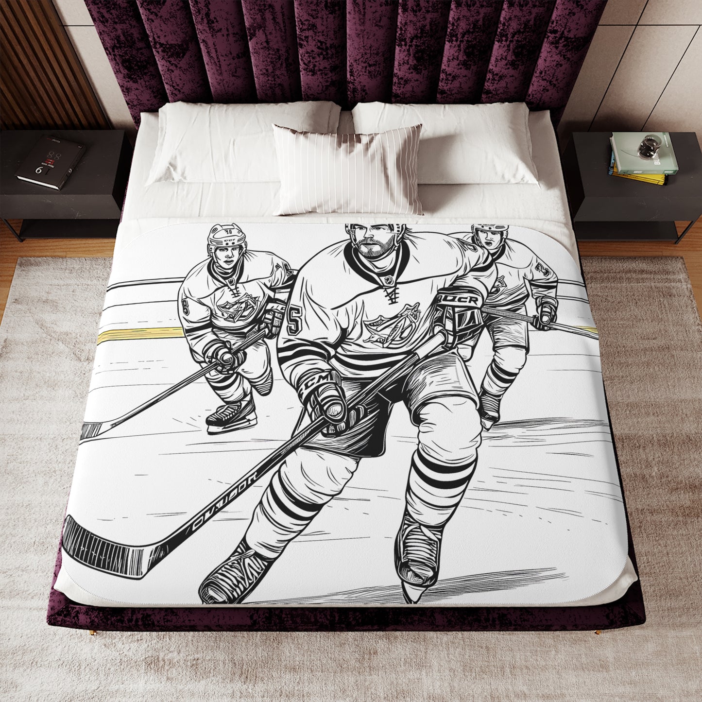 Blanket Coloring Kit with 10 Fabric Markers - Ice Hockey