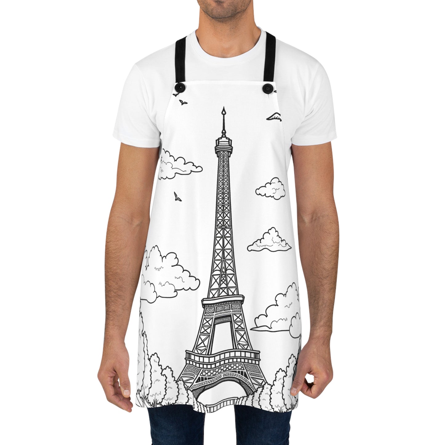 Apron Coloring Kit with 10 Fabric Markers - Eiffel Tower