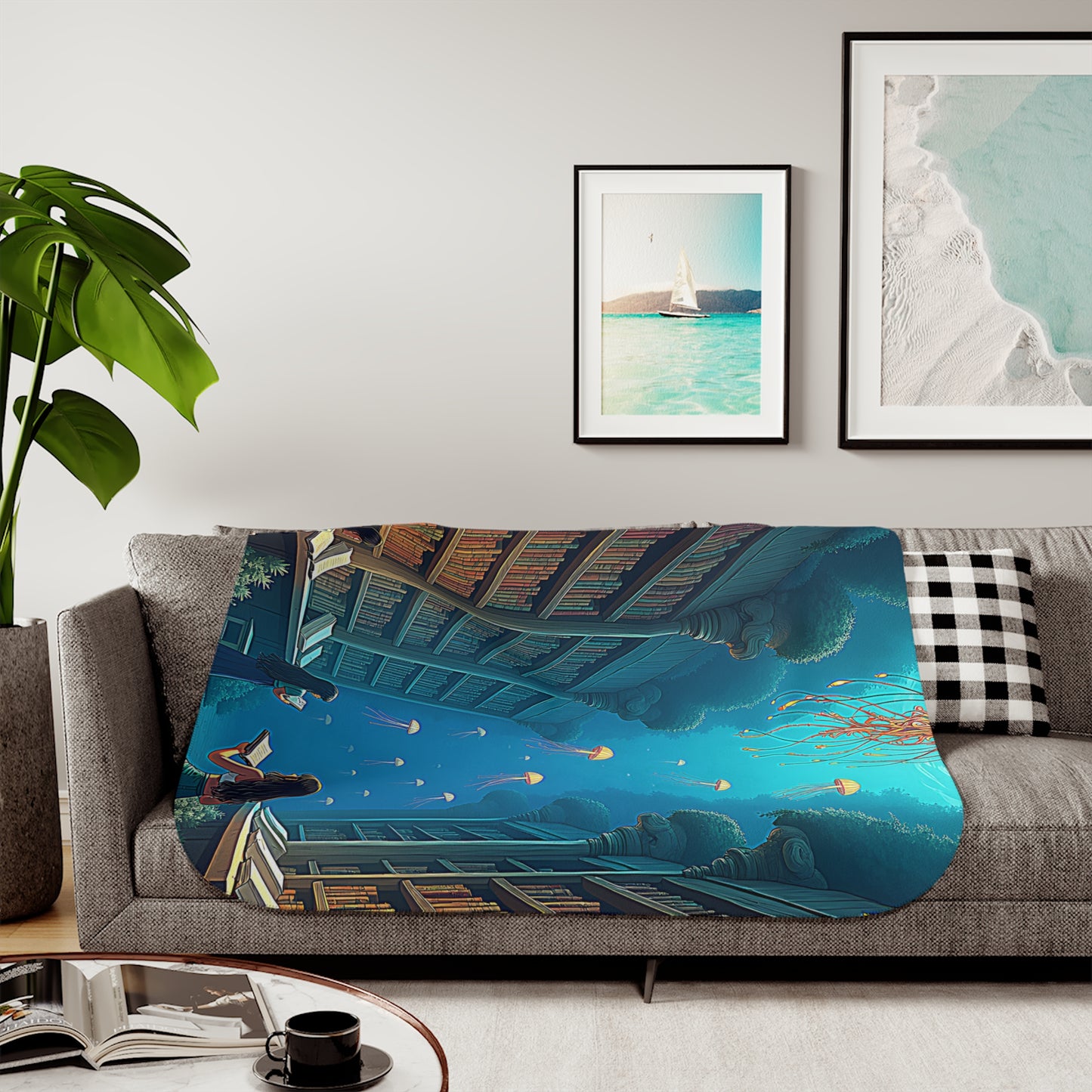 Blanket Colorful Graphic Design - Underwater Library