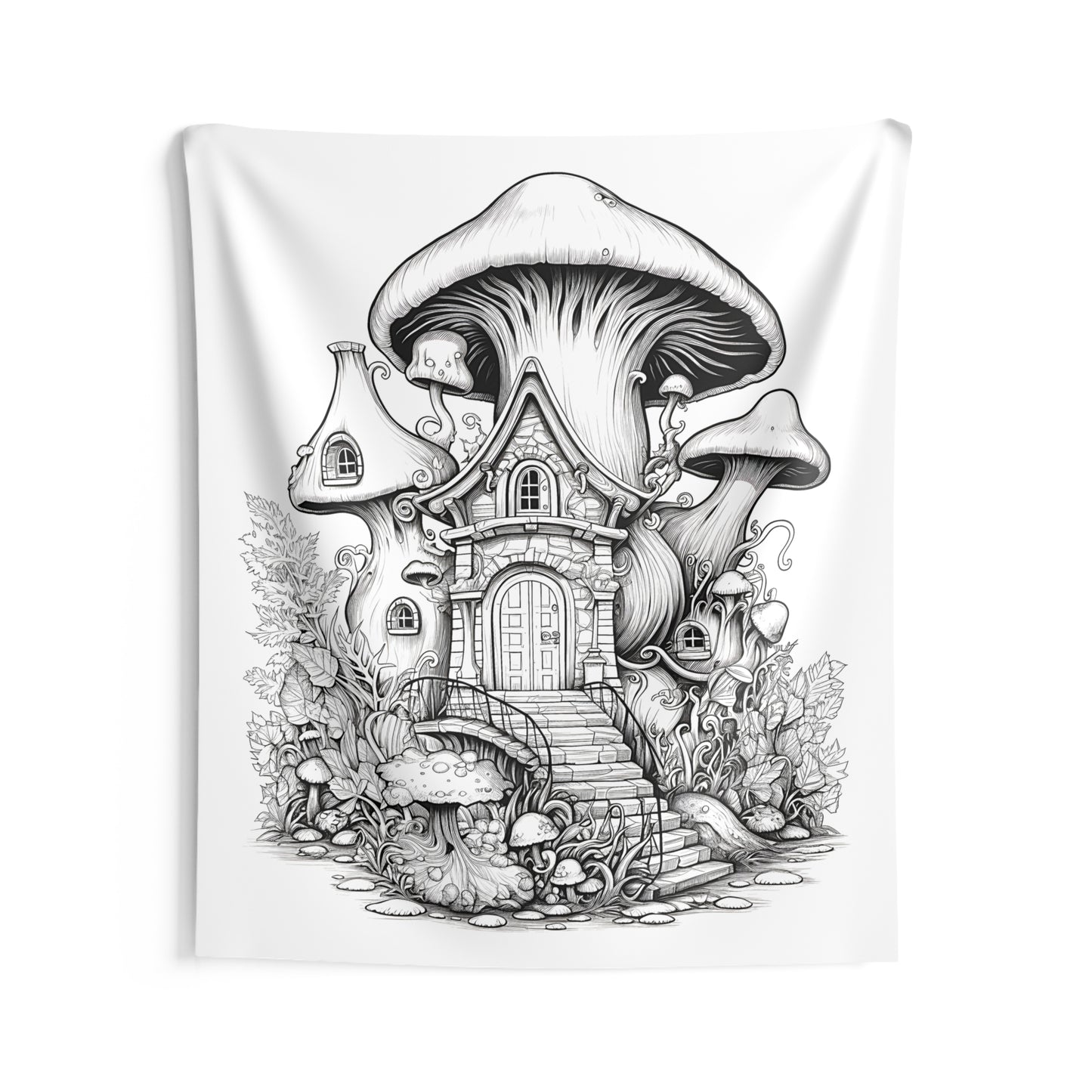 Indoor Wall Tapestries Coloring Kit with 10 Fabric Markers - Mushroom House