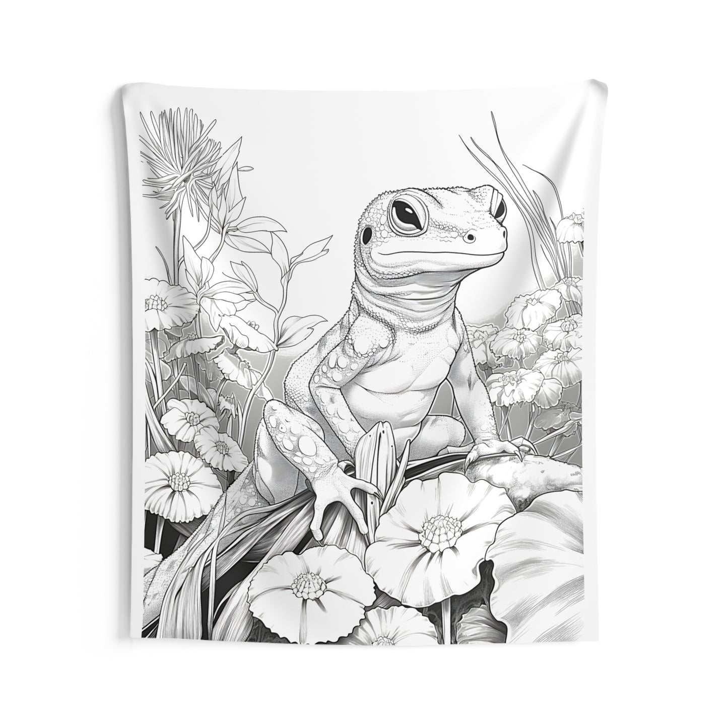 Indoor Wall Tapestries Coloring Kit with 10 Fabric Markers - Lizard in Nature