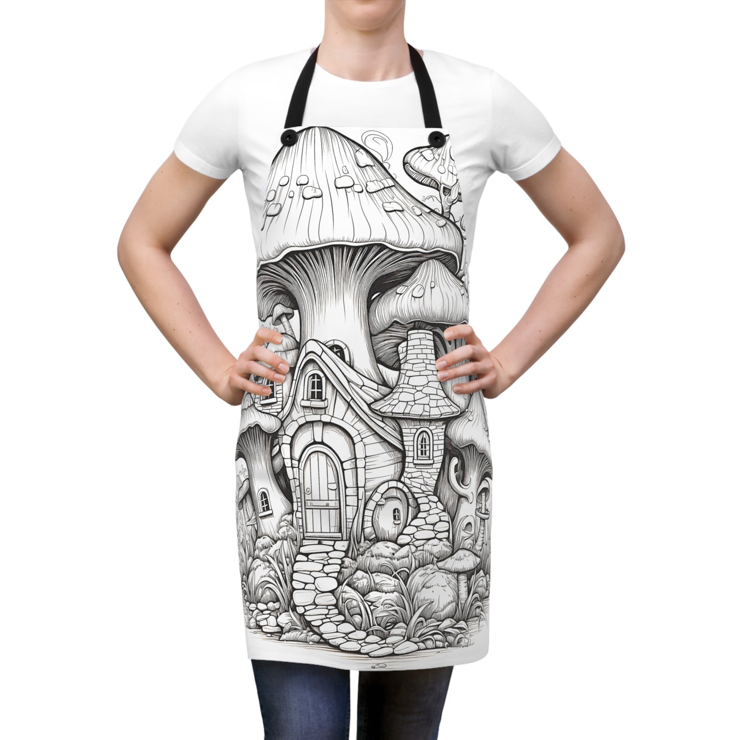 Apron Coloring Kit with 10 Fabric Markers - Mushroom House