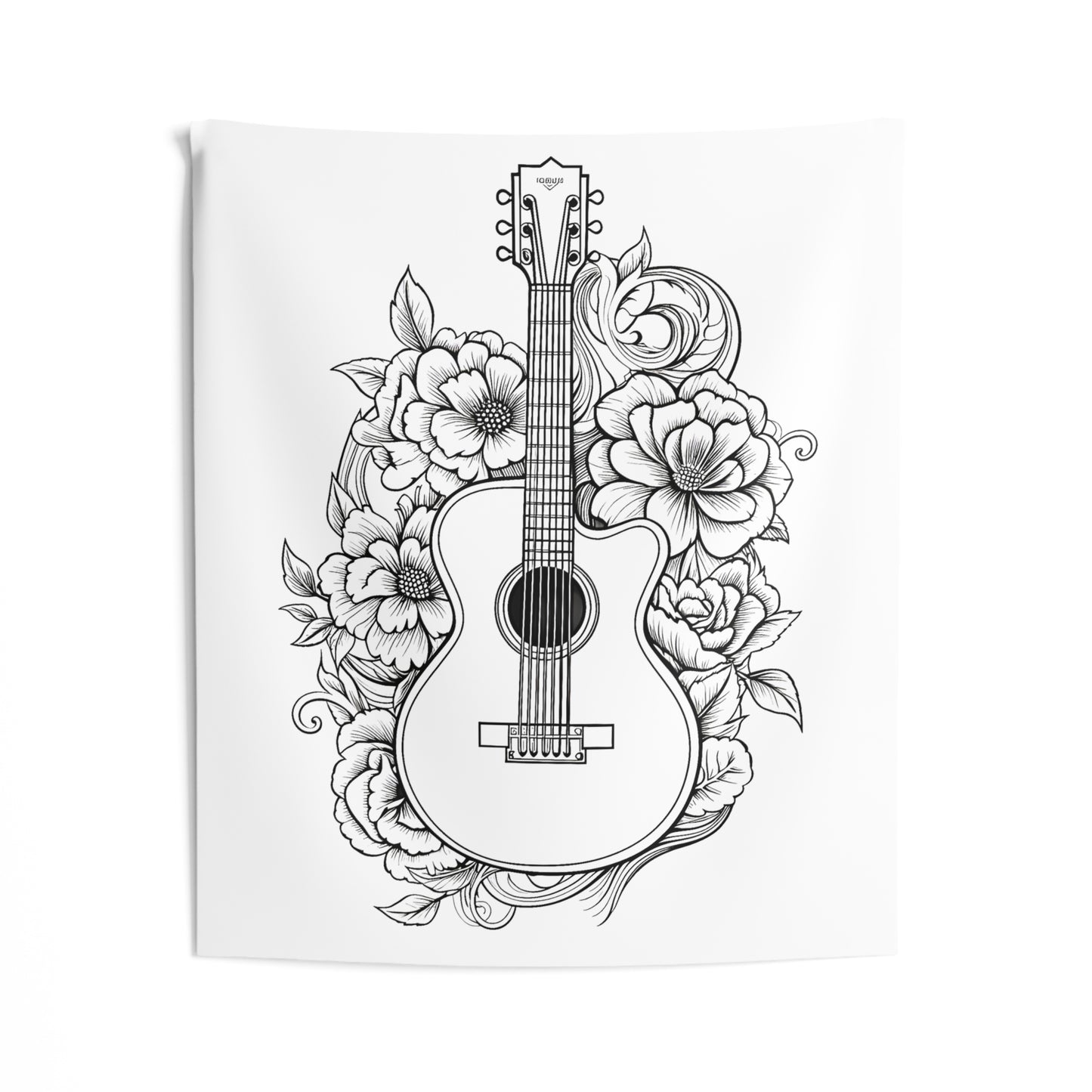 Indoor Wall Tapestries Coloring Kit with 10 Fabric Markers - Guitar