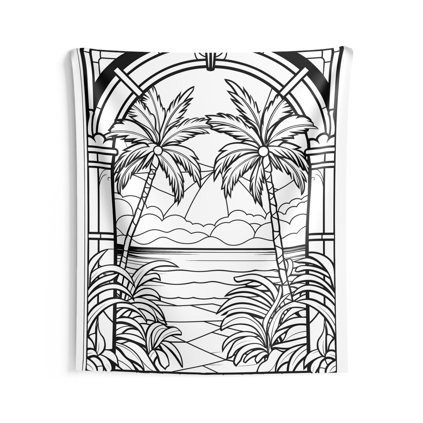 Indoor Wall Tapestries Coloring Kit with 10 Fabric Markers - Tropical Scenery