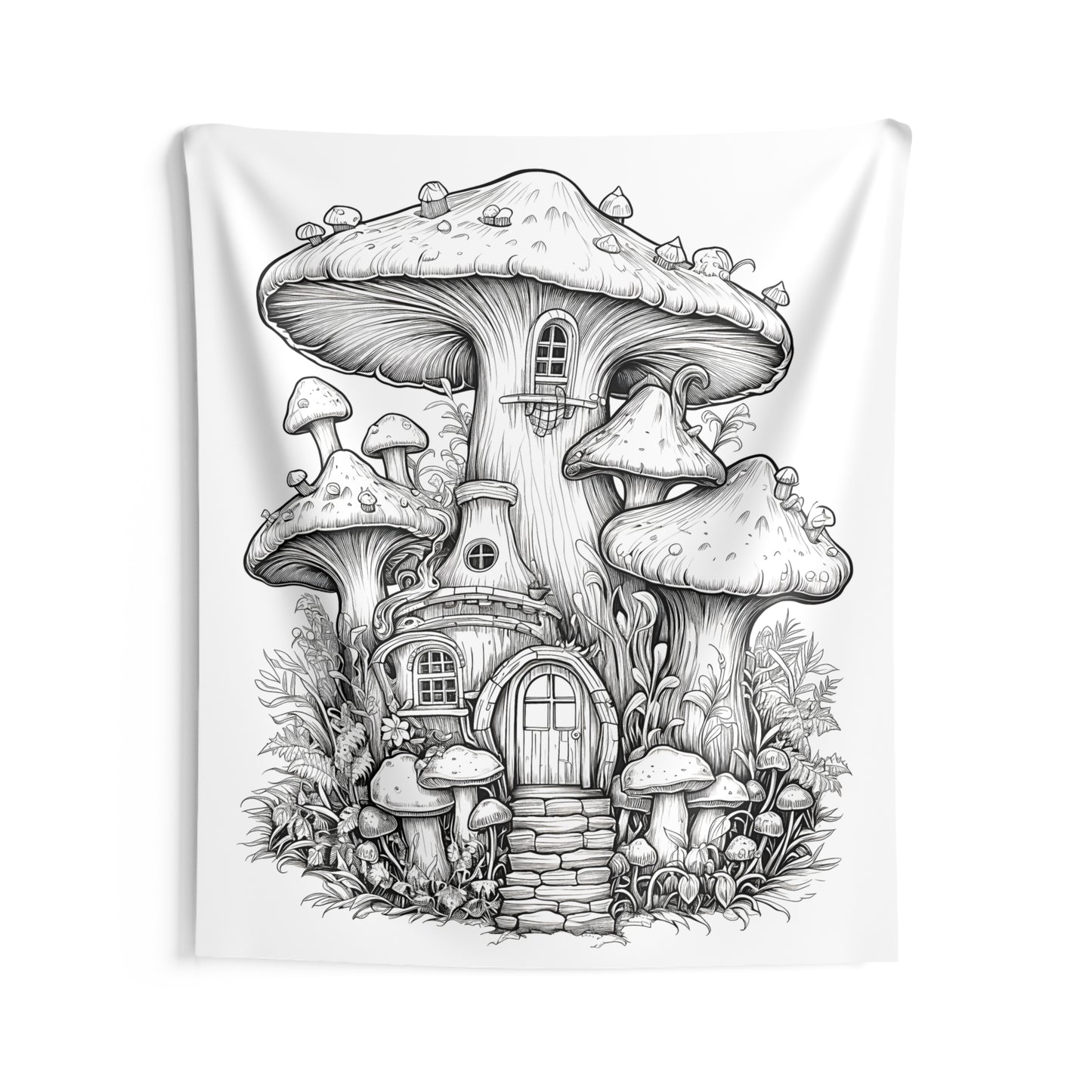 Indoor Wall Tapestries Coloring Kit with 10 Fabric Markers - Mushroom House