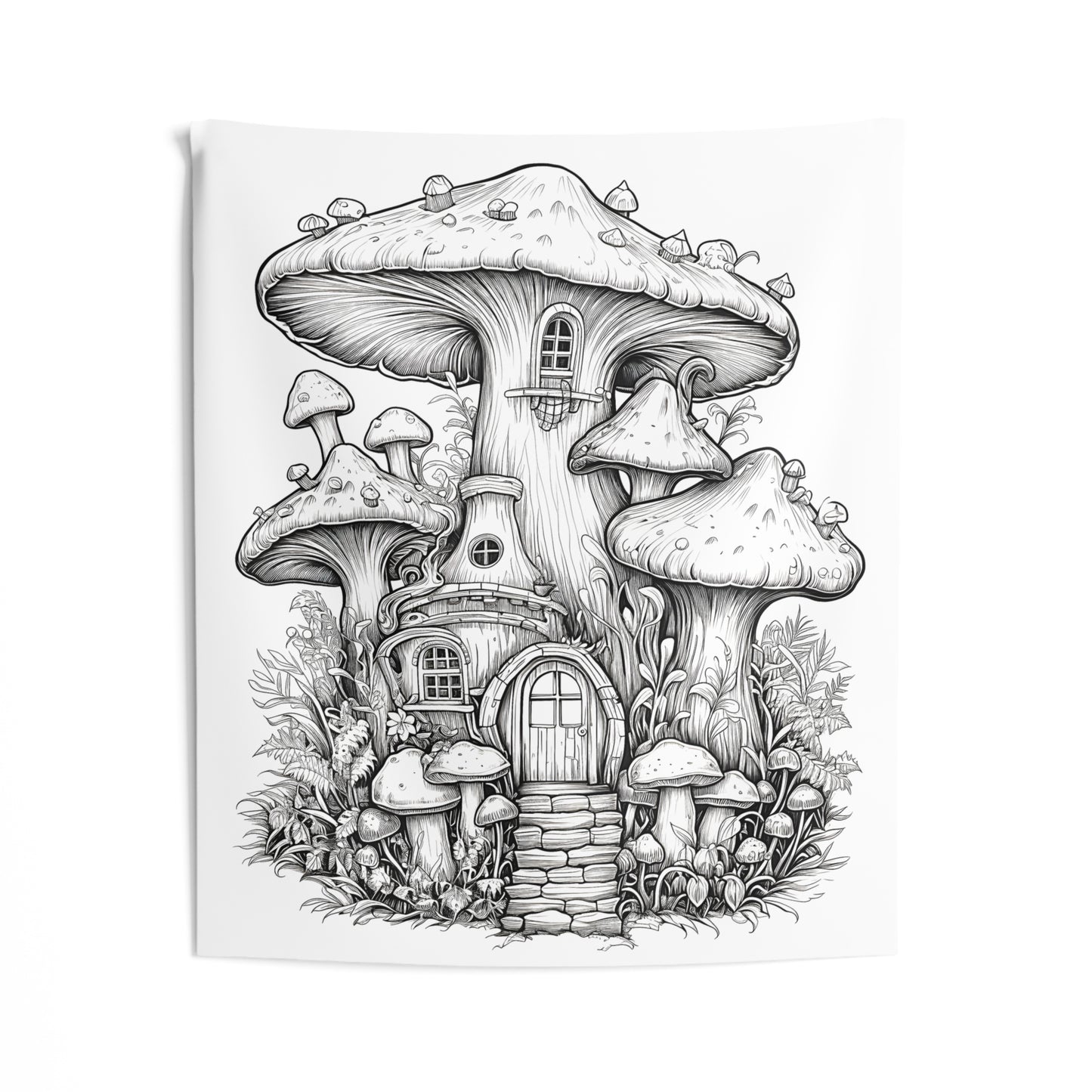 Indoor Wall Tapestries Coloring Kit with 10 Fabric Markers - Mushroom House