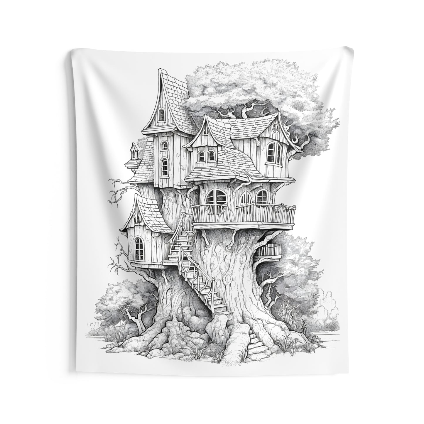 Indoor Wall Tapestries Coloring Kit with 10 Fabric Markers - Tree House