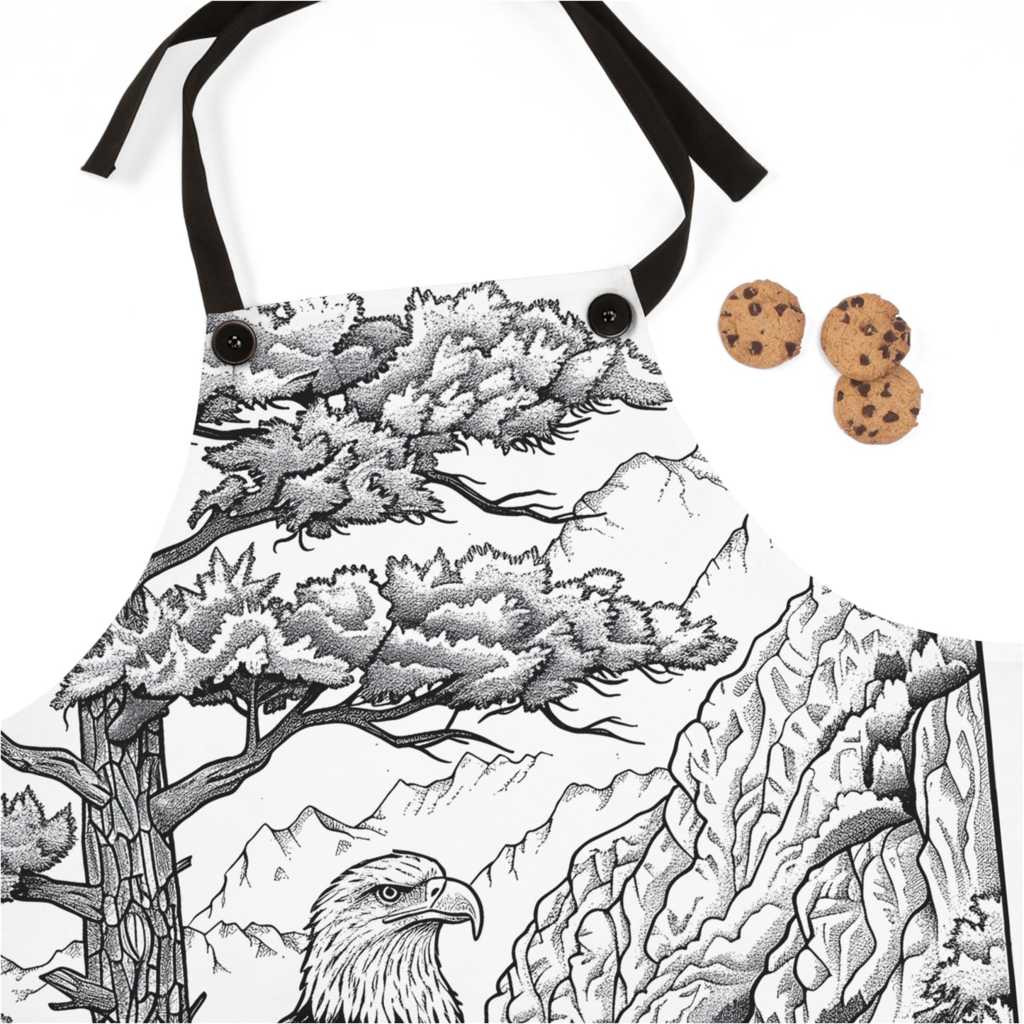 Apron Coloring Kit with 10 Fabric Markers - Eagle and Mountain Scenery