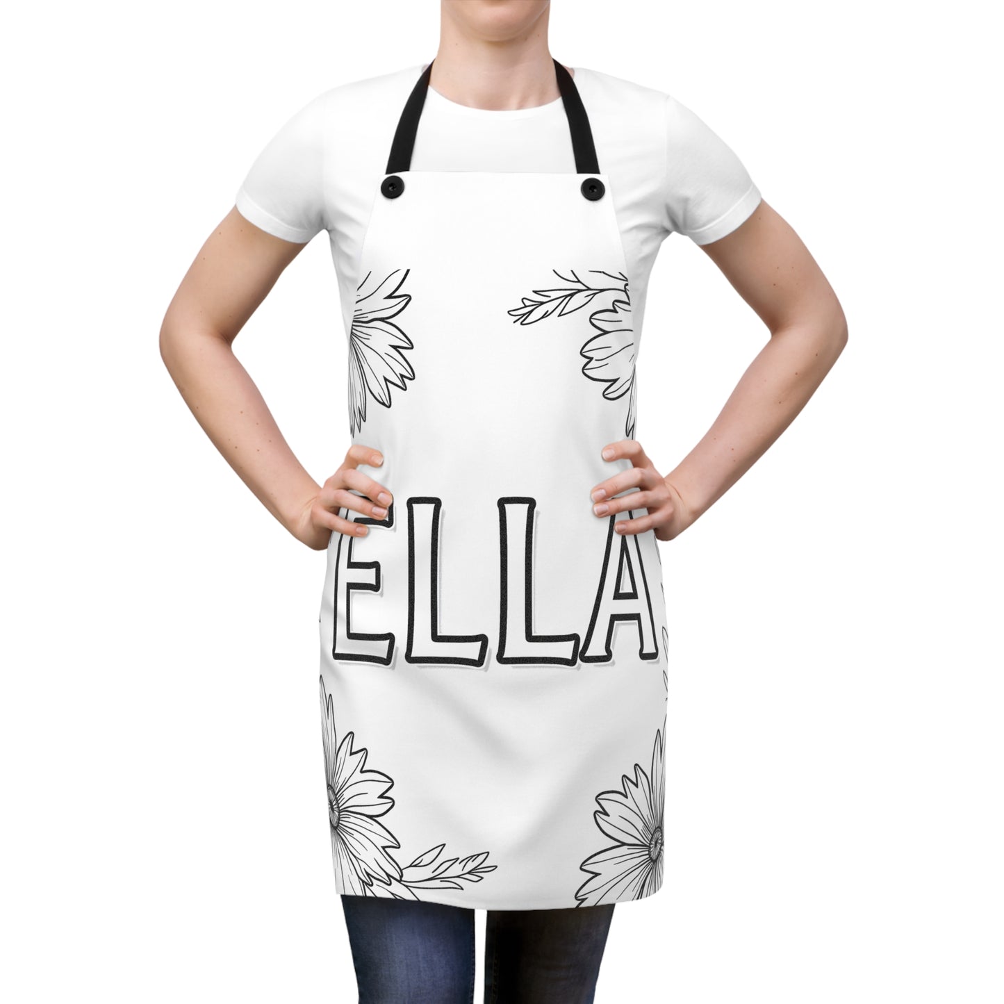 Apron Coloring Kit with 10 Fabric Markers - Floral Name Design