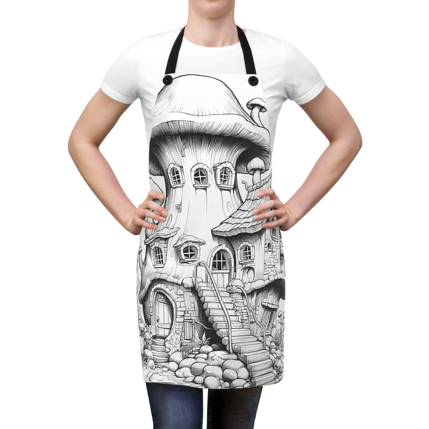 Apron Coloring Kit with 10 Fabric Markers - Mushroom House