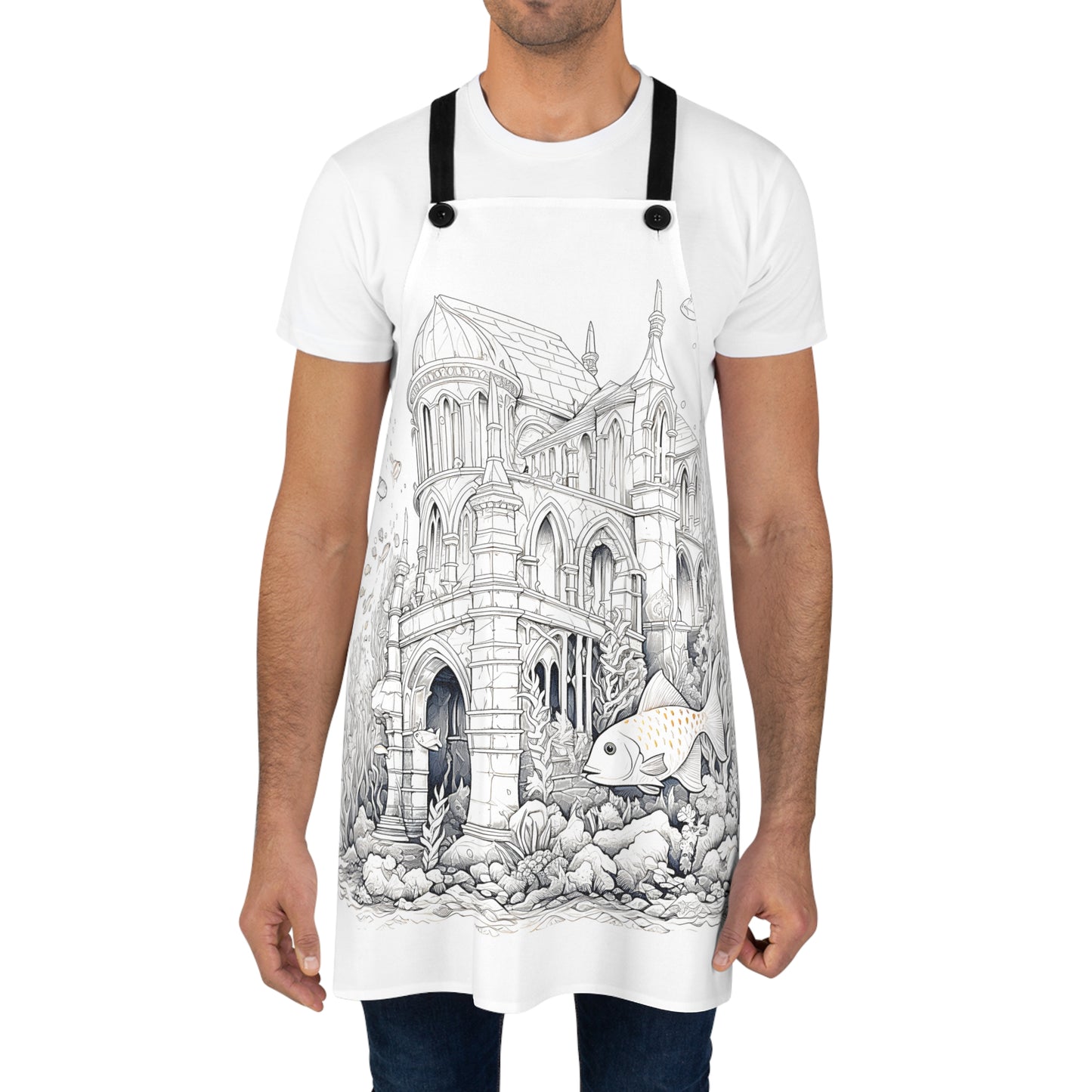 Apron Coloring Kit with 10 Fabric Markers - Underwater Castle