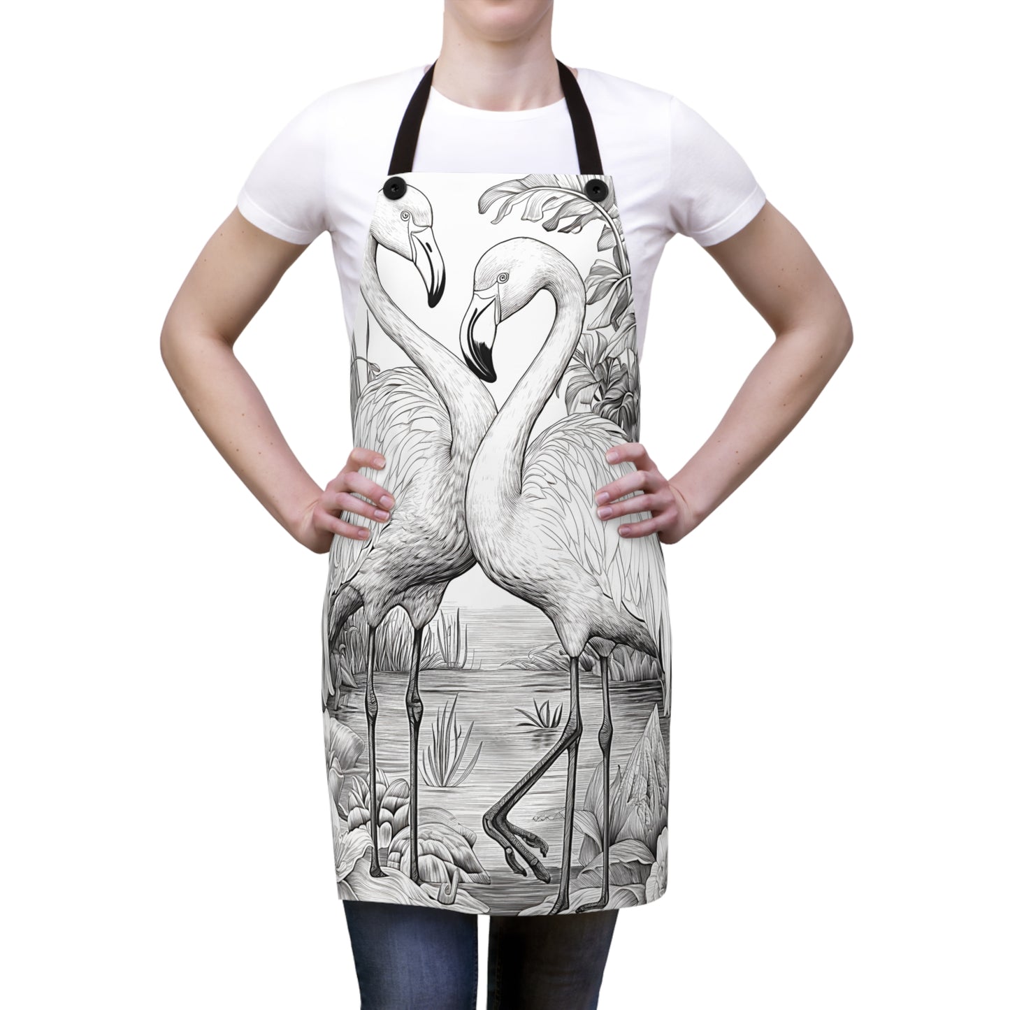 Apron Coloring Kit with 10 Fabric Markers - Flamingos