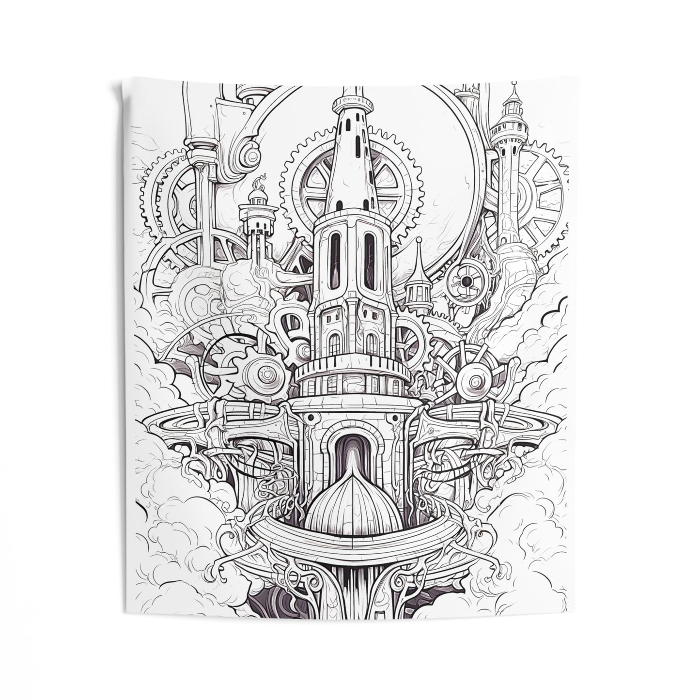 Indoor Wall Tapestries Coloring Kit with 10 Fabric Markers - Steampunk Towers