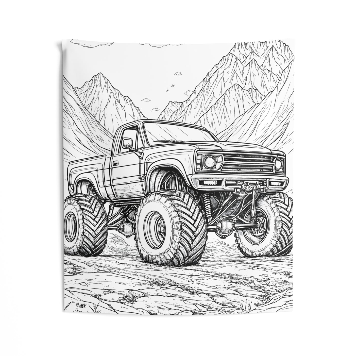 Indoor Wall Tapestries Coloring Kit with 10 Fabric Markers - Monster Truck