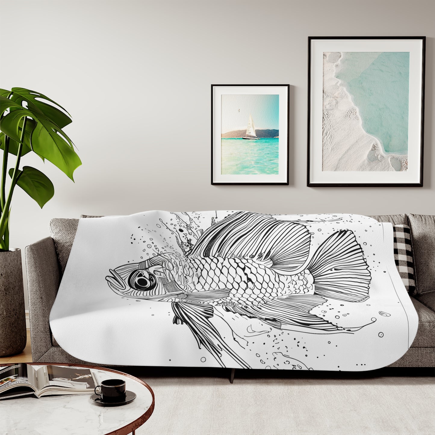 Blanket Coloring Kit with 10 Fabric Markers - Detailed Fish