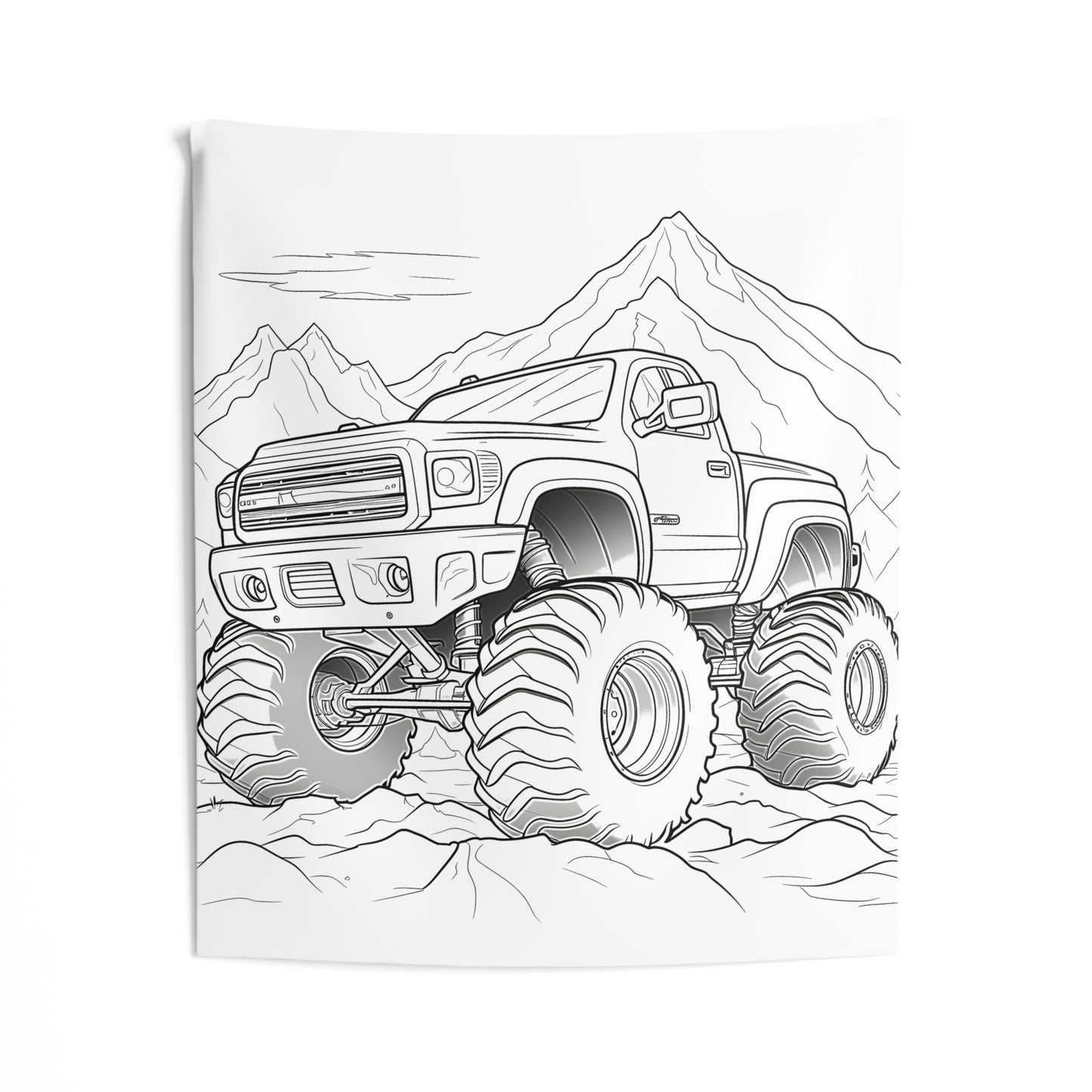 Indoor Wall Tapestries Coloring Kit with 10 Fabric Markers - Monster Truck