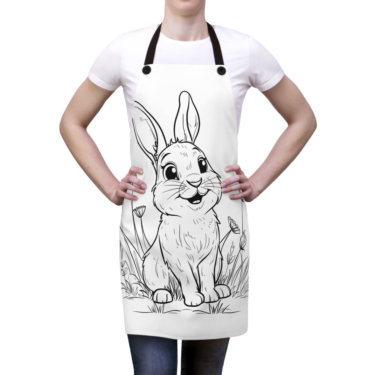 Apron Coloring Kit with 10 Fabric Markers - Cute Bunny