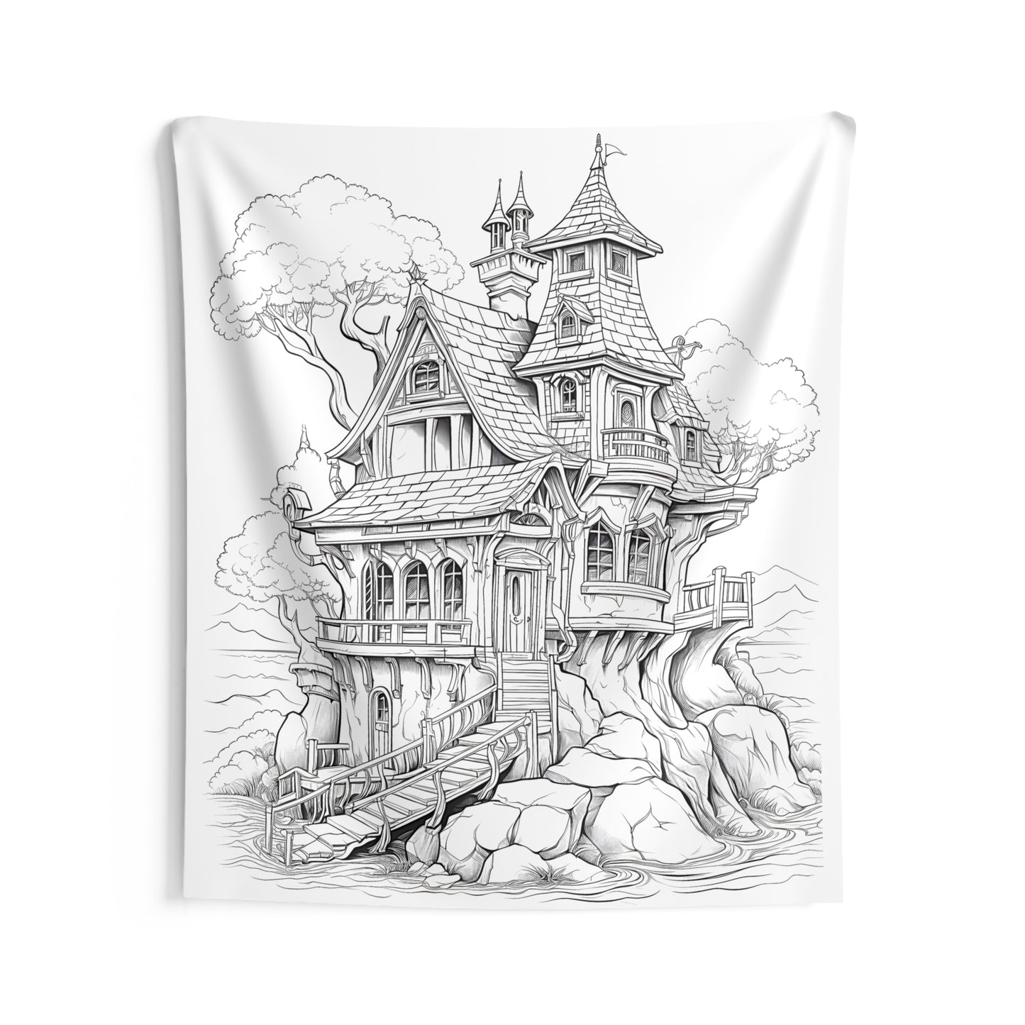 Indoor Wall Tapestries Coloring Kit with 10 Fabric Markers - Treehouse