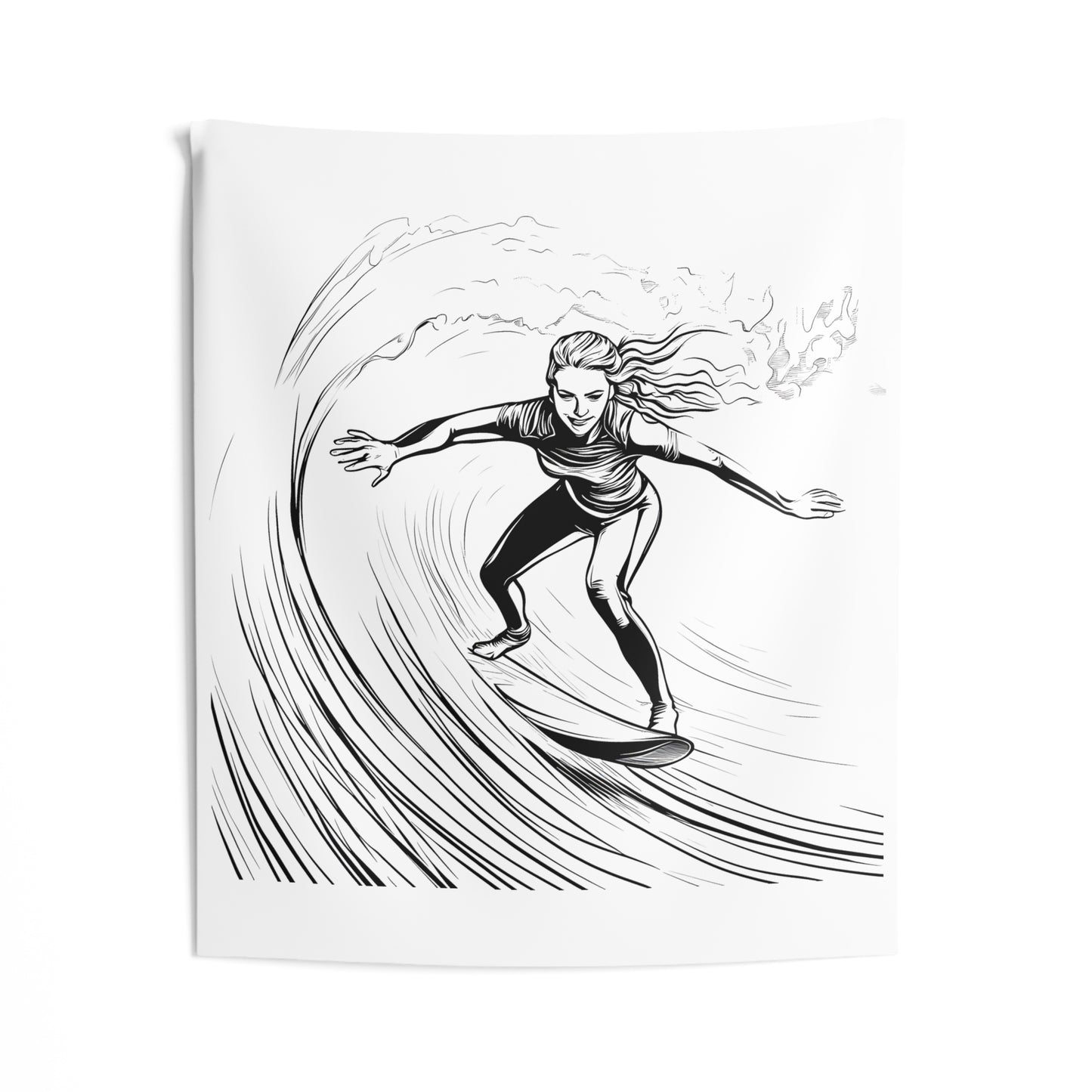 Indoor Wall Tapestries Coloring Kit with 10 Fabric Markers - Surfing