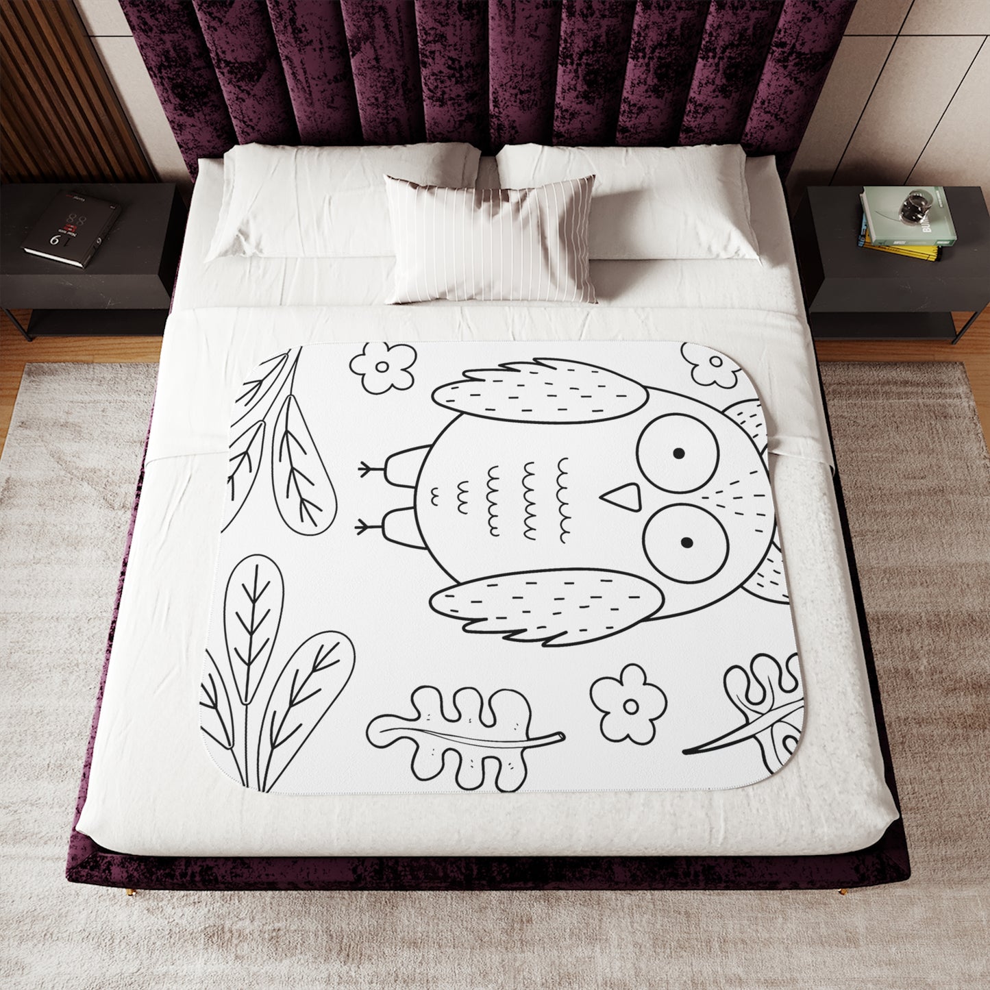 Blanket Coloring Kit with 10 Fabric Markers - Owl