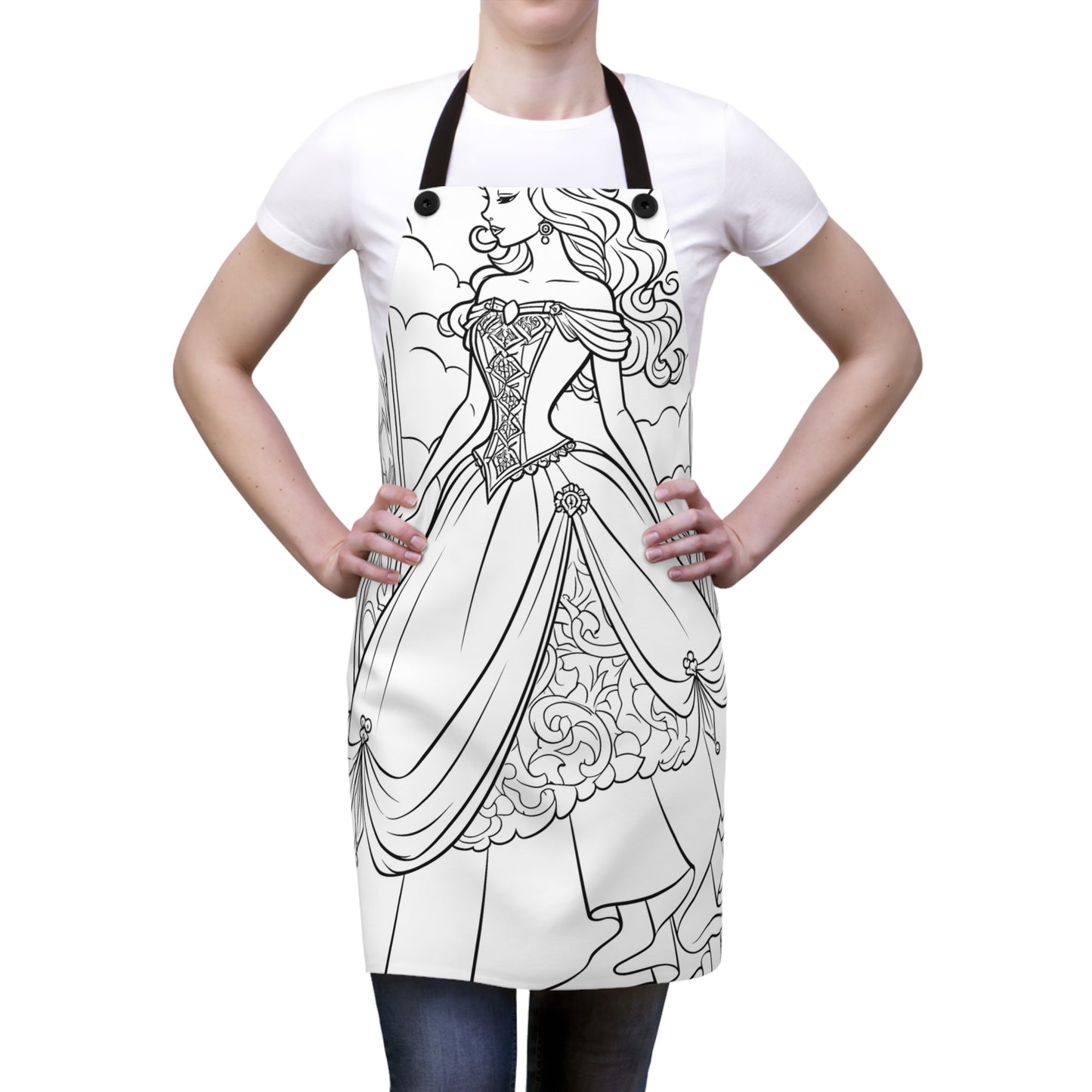 Apron Coloring Kit with 10 Fabric Markers - Elegant Princess