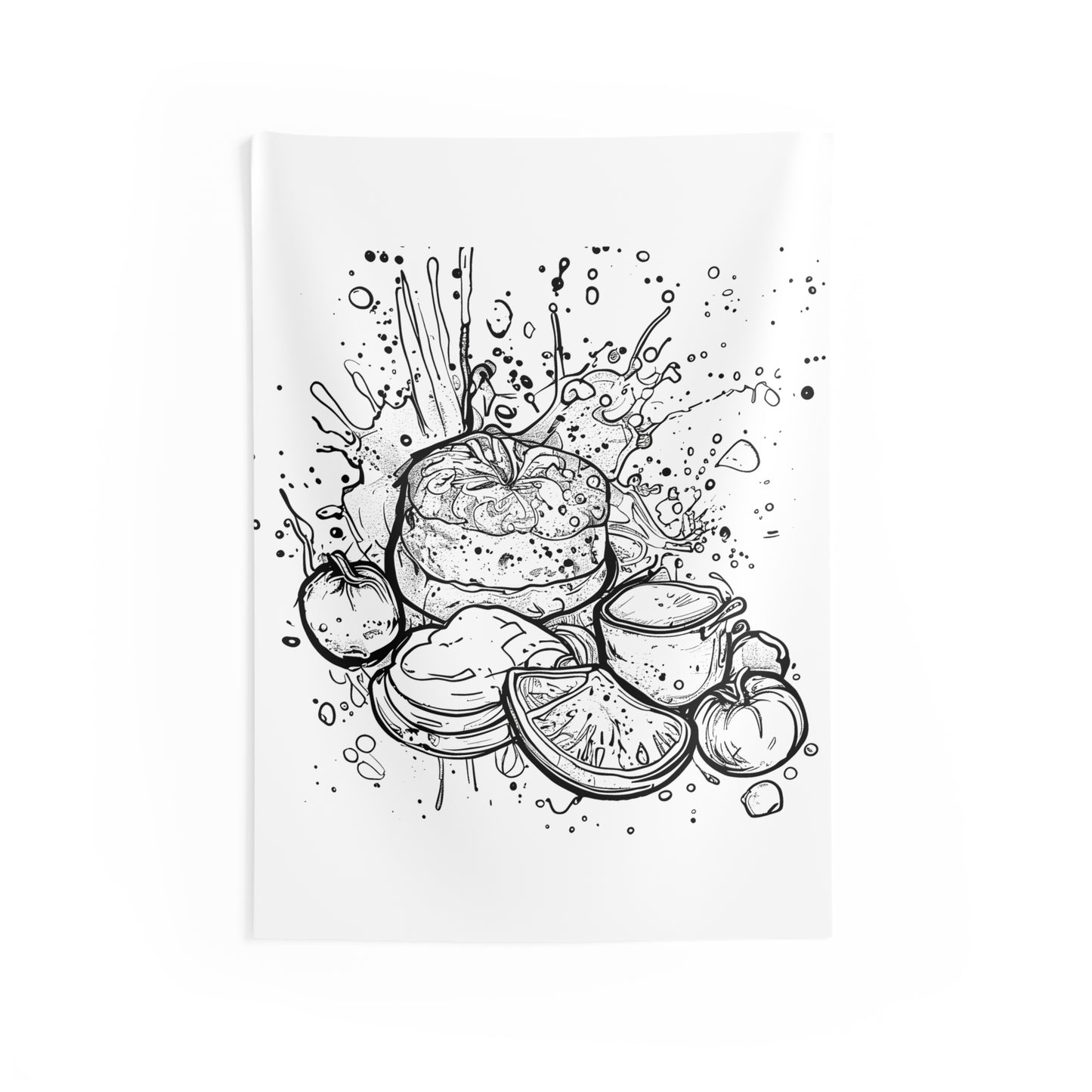 Indoor Wall Tapestries Coloring Kit with 10 Fabric Markers - Fruit and Bread