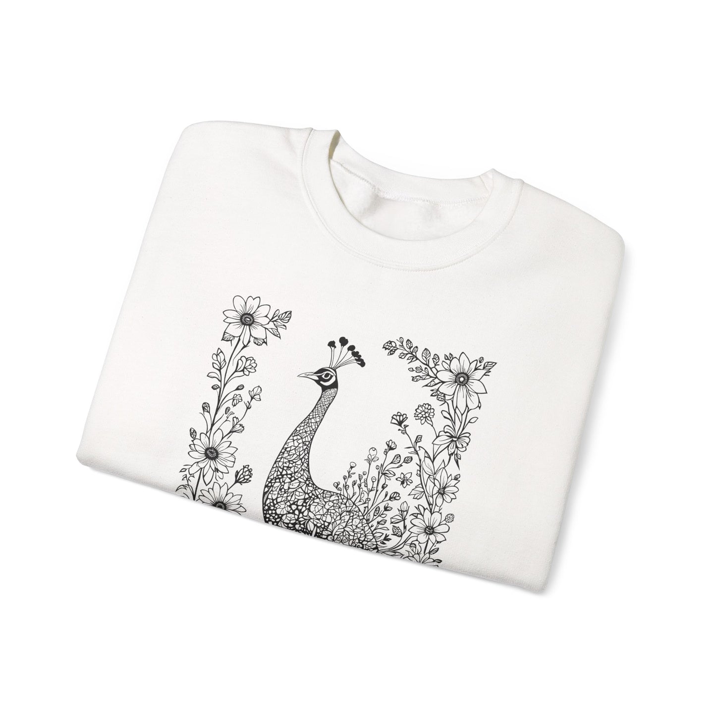 Adult Sweatshirt Coloring Kit with 10 Fabric Markers - Peacock in Floral Garden