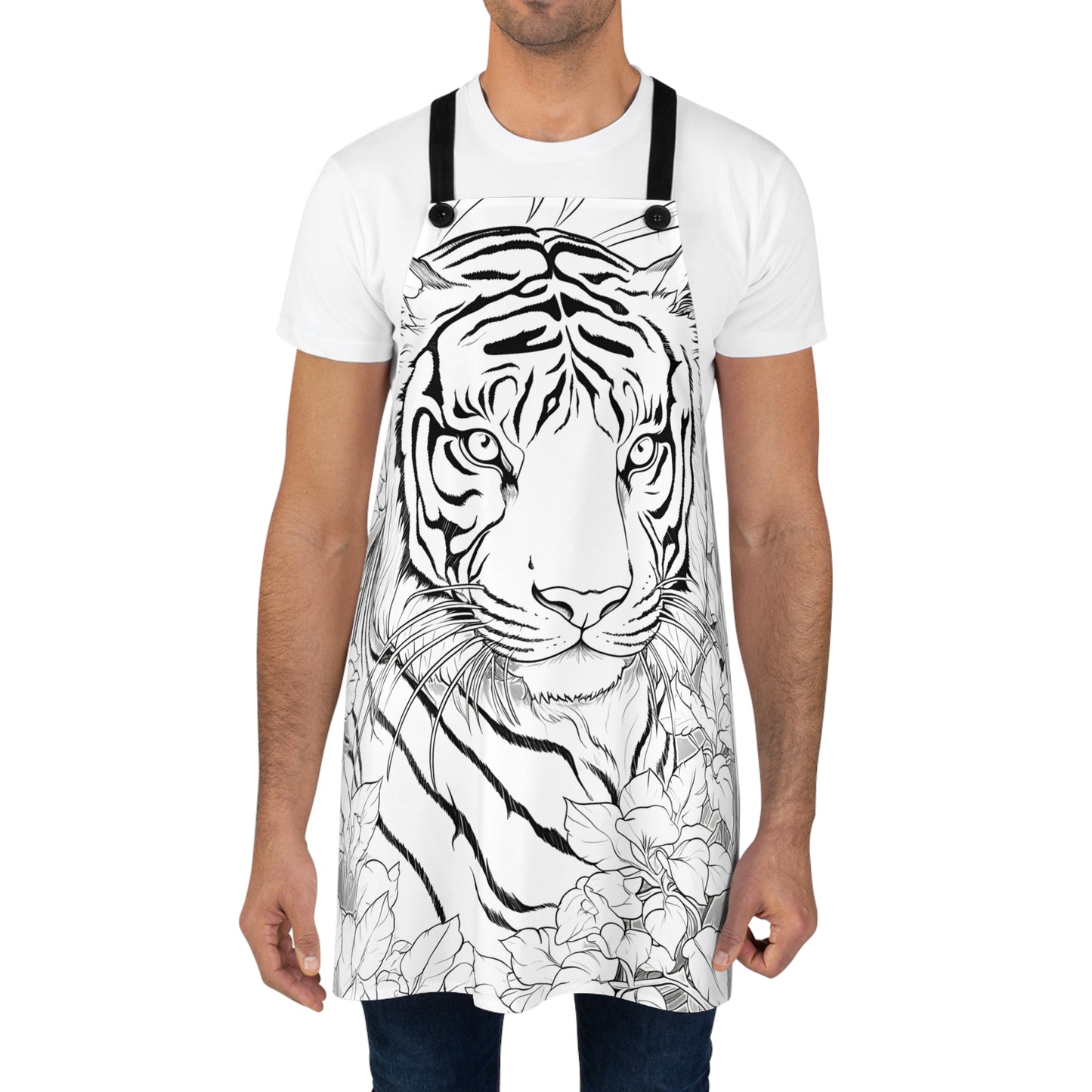 Apron Coloring Kit with 10 Fabric Markers - Tiger in Jungle