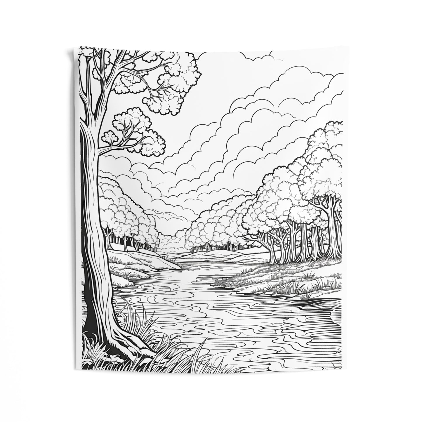 Indoor Wall Tapestries Coloring Kit with 10 Fabric Markers - Forest River