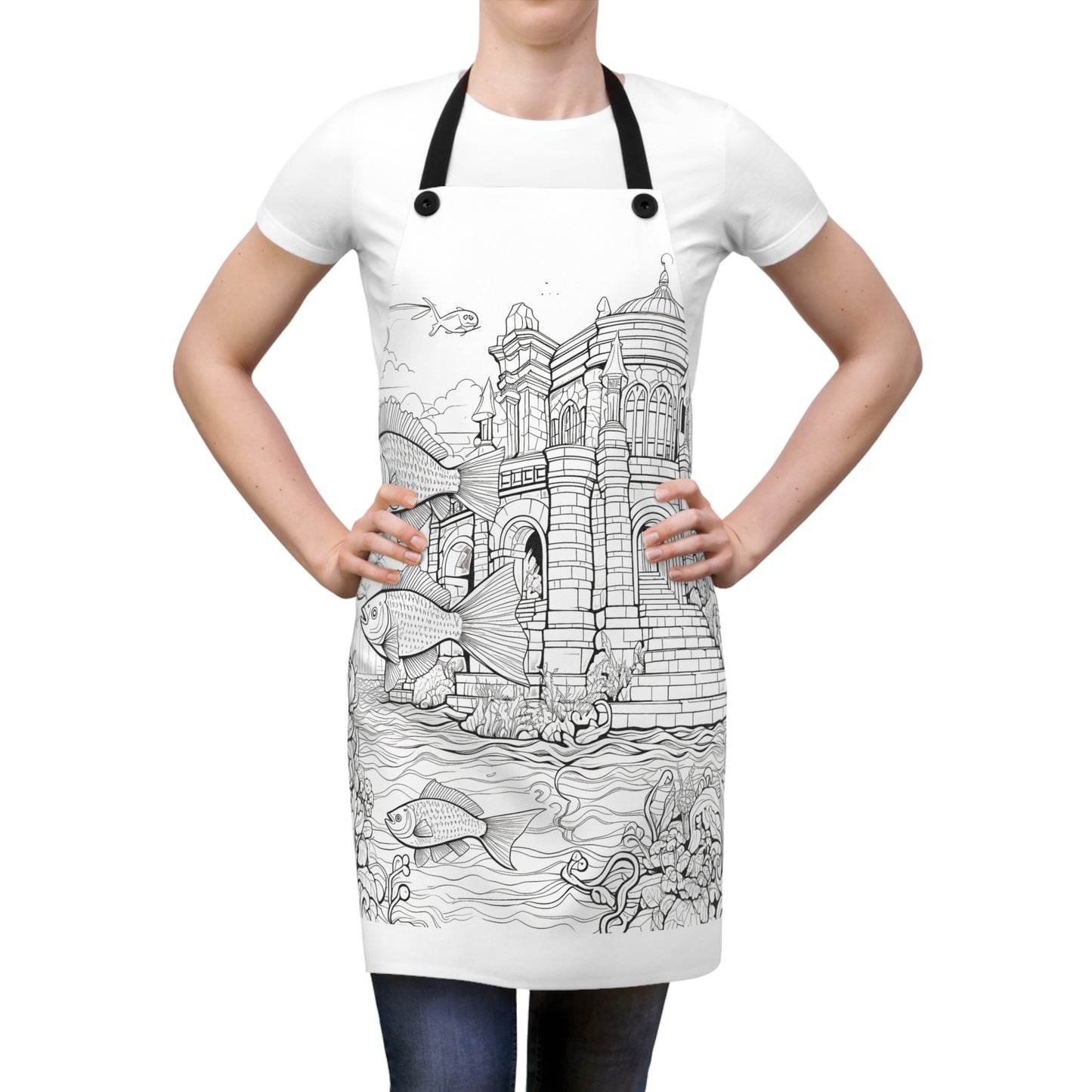 Apron Coloring Kit with 10 Fabric Markers - Underwater Castle