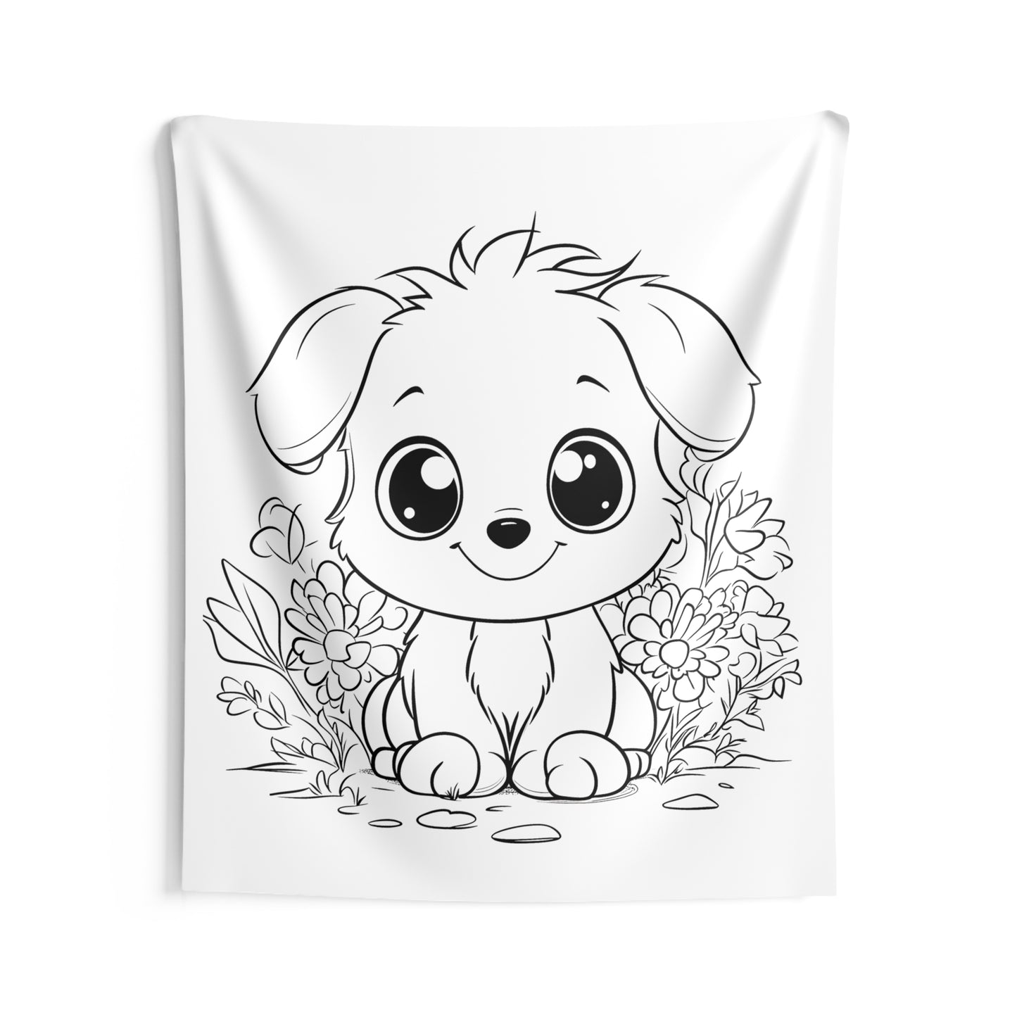 Indoor Wall Tapestries Coloring Kit with 10 Fabric Markers - Puppy