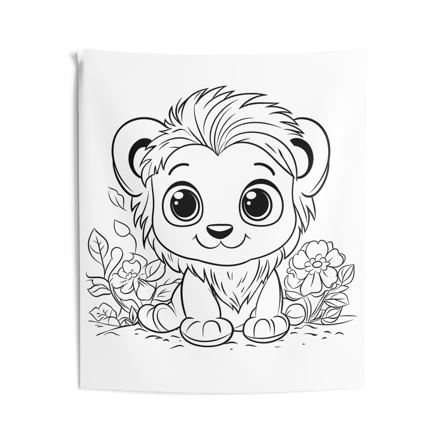 Indoor Wall Tapestries Coloring Kit with 10 Fabric Markers - Cute Baby Lion