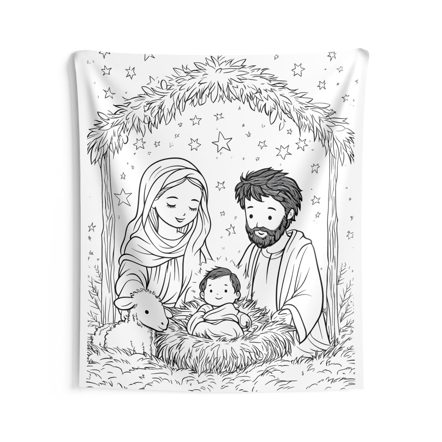 Indoor Wall Tapestries Coloring Kit with 10 Fabric Markers - Nativity Scene