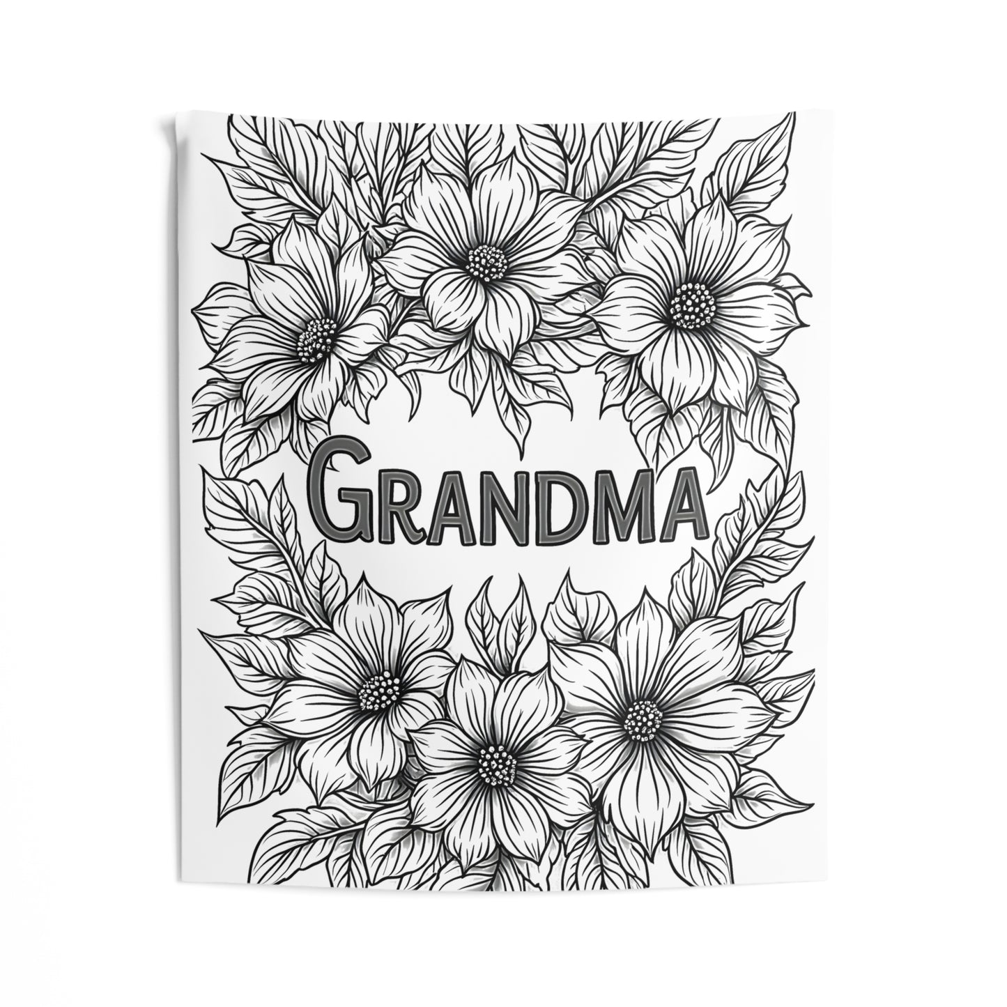 Indoor Wall Tapestries Coloring Kit with 10 Fabric Markers - Flowers with Text