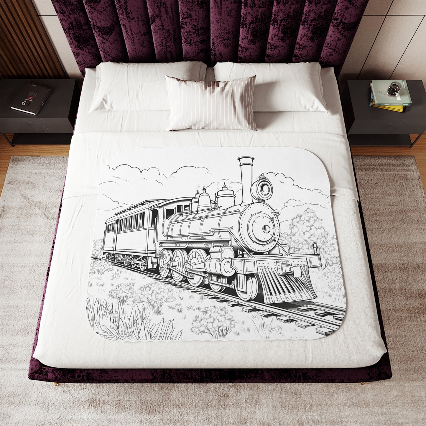 Blanket Coloring Kit with 10 Fabric Markers - Steam Locomotive