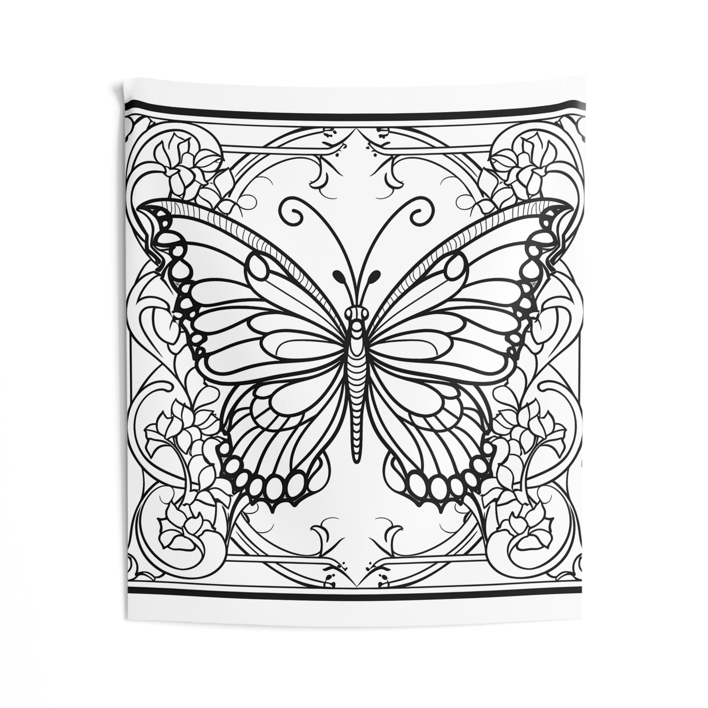 Indoor Wall Tapestries Coloring Kit with 10 Fabric Markers - Fancy Butterfly