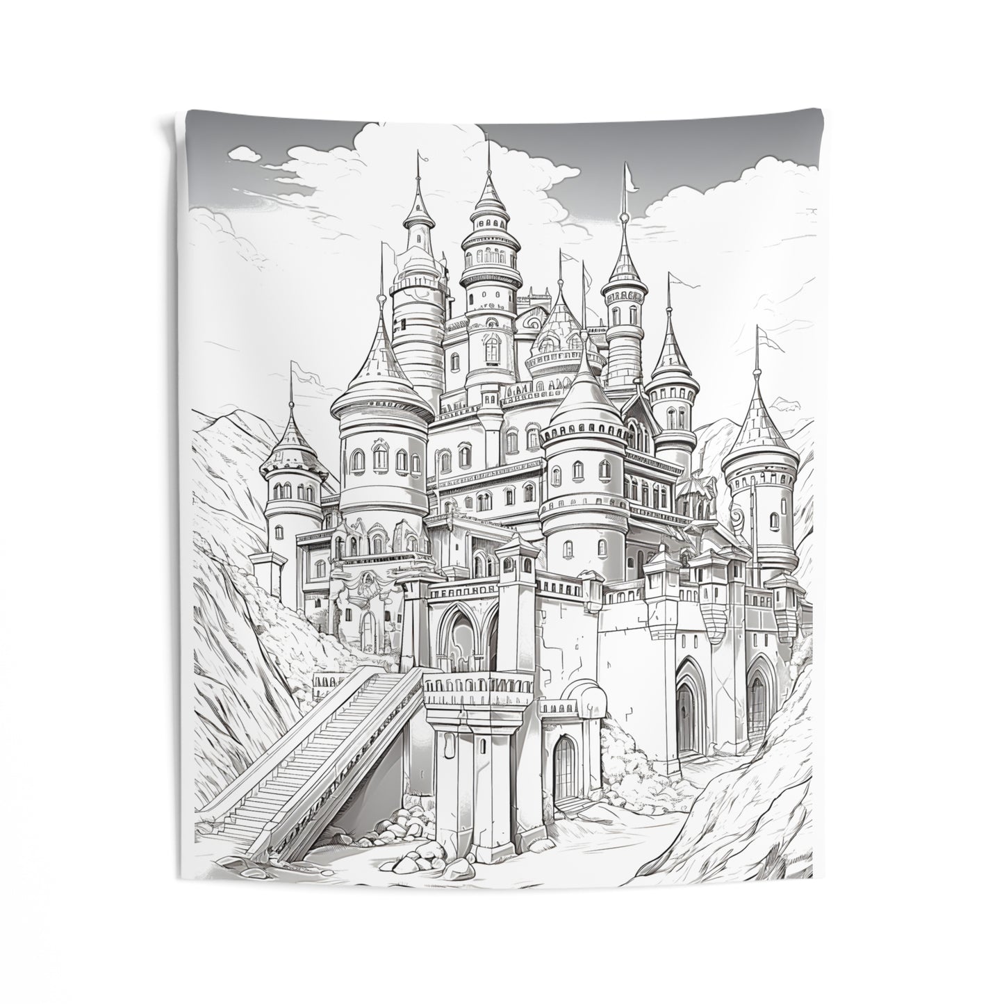 Indoor Wall Tapestries Coloring Kit with 10 Fabric Markers - Medieval Castle