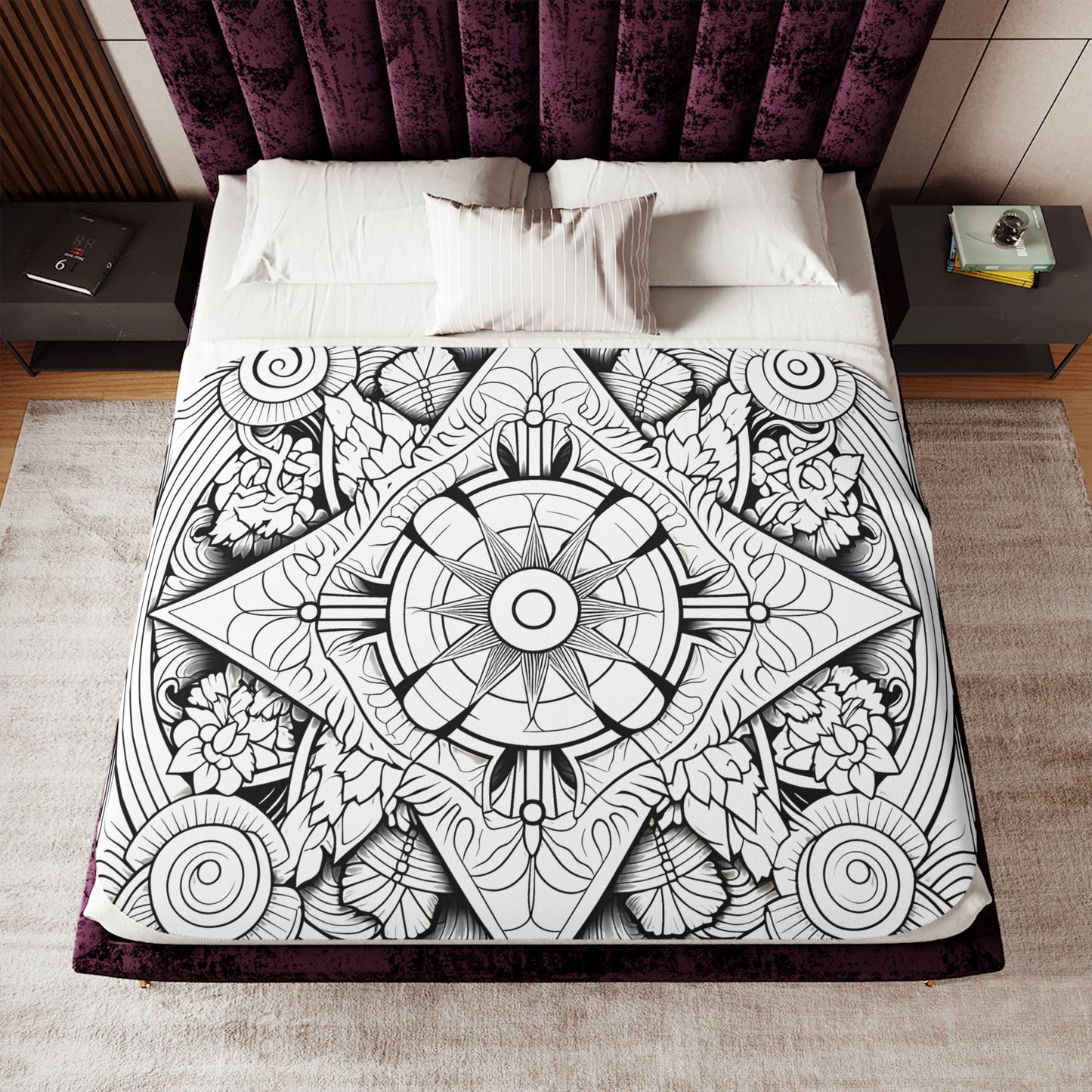 Blanket Coloring Kit with 10 Fabric Markers - Floral Mandala