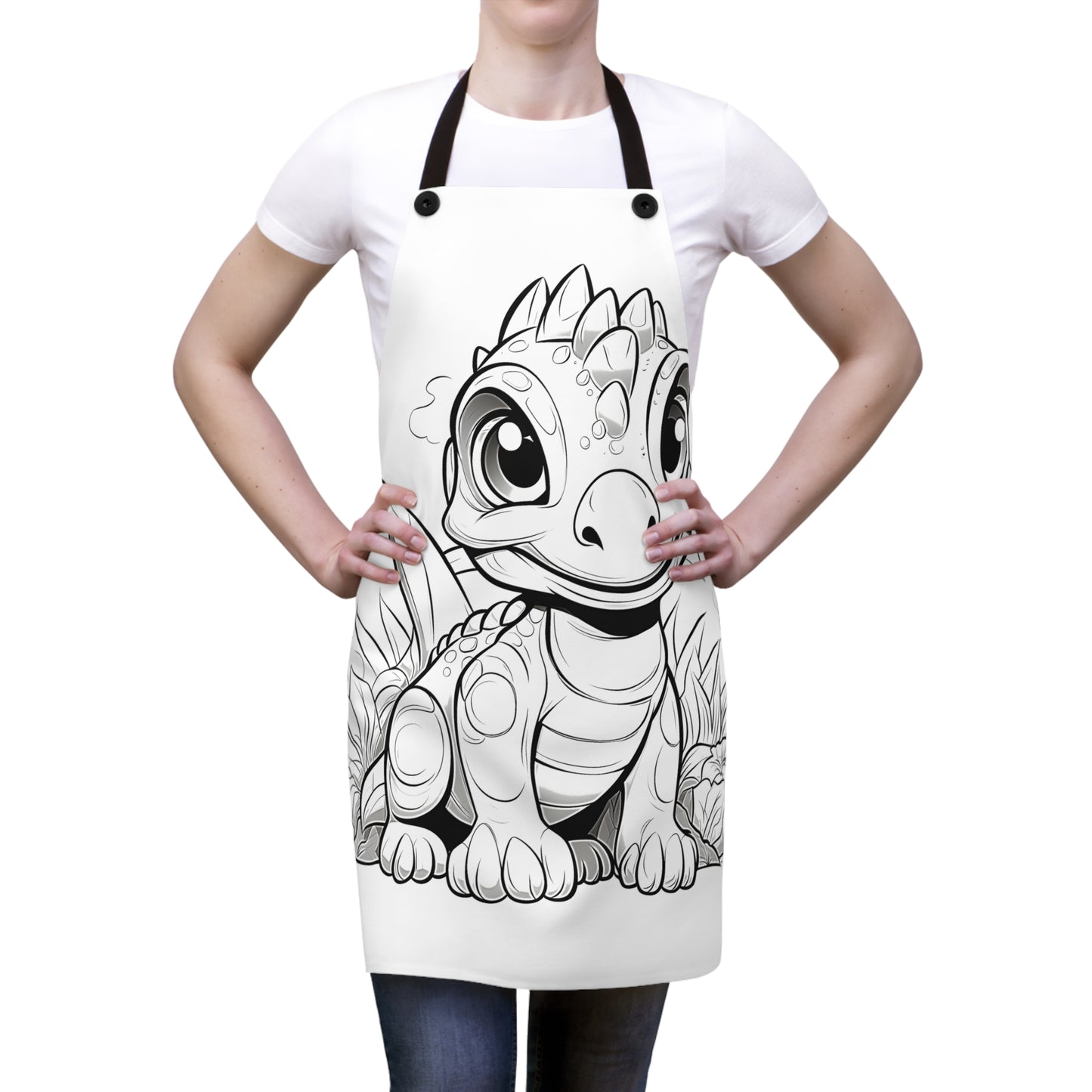 Apron Coloring Kit with 10 Fabric Markers - Baby Dinosaur