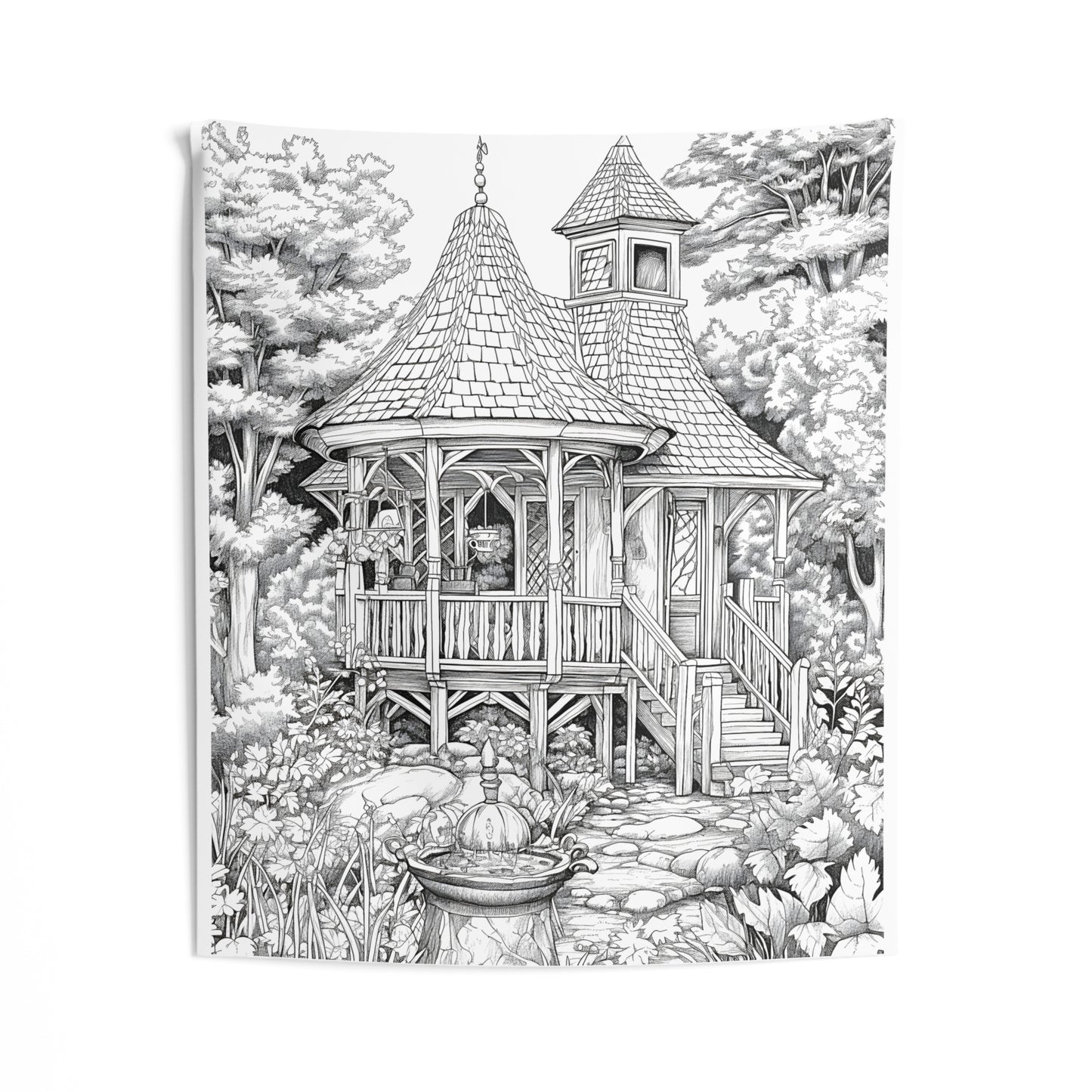 Indoor Wall Tapestries Coloring Kit with 10 Fabric Markers - Cottage