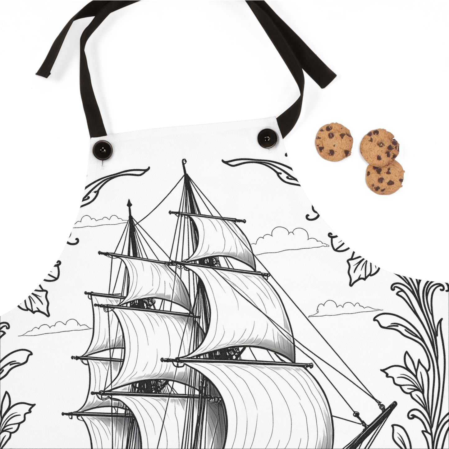 Apron Coloring Kit with 10 Fabric Markers - Sailing Ship