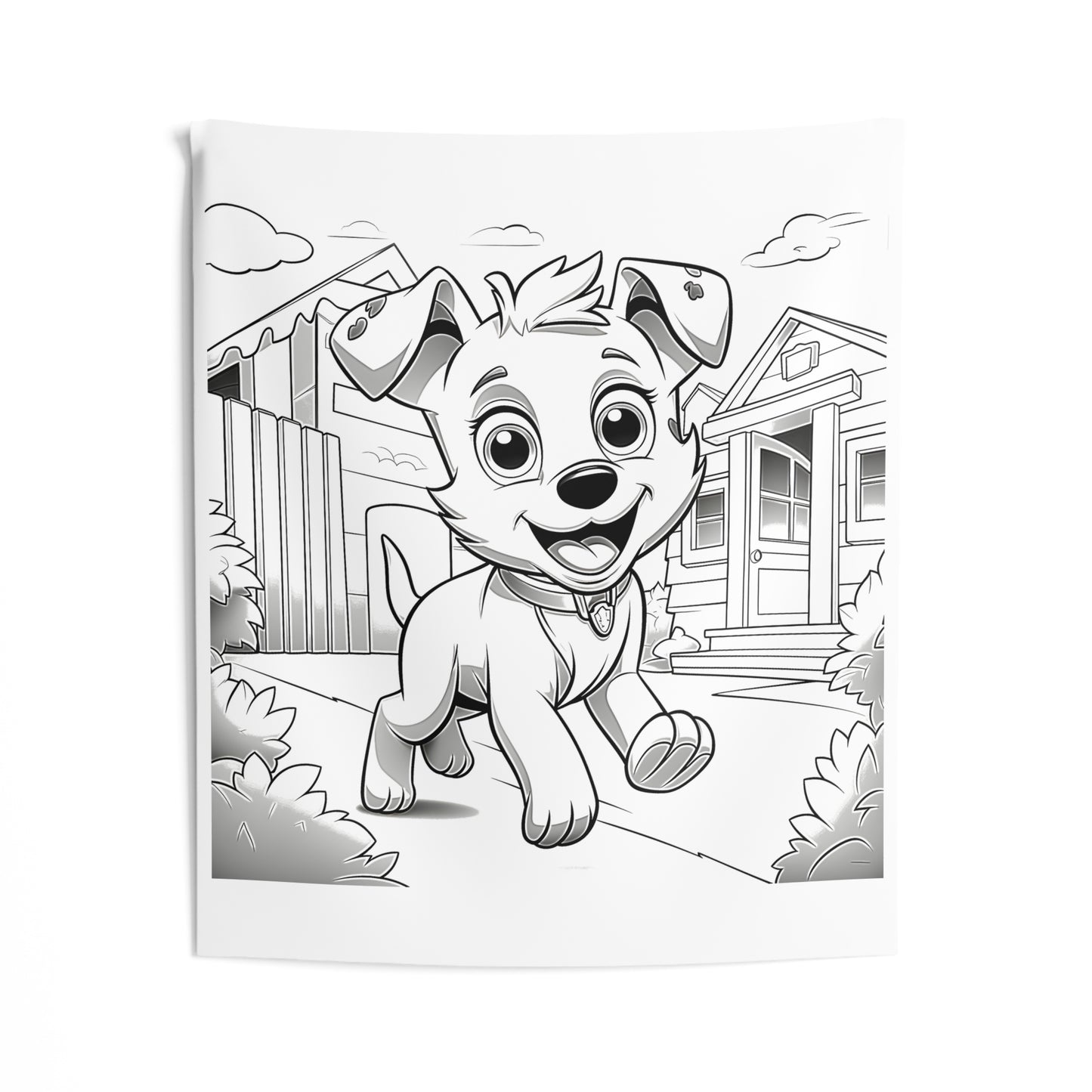 Indoor Wall Tapestries Coloring Kit with 10 Fabric Markers - Puppies