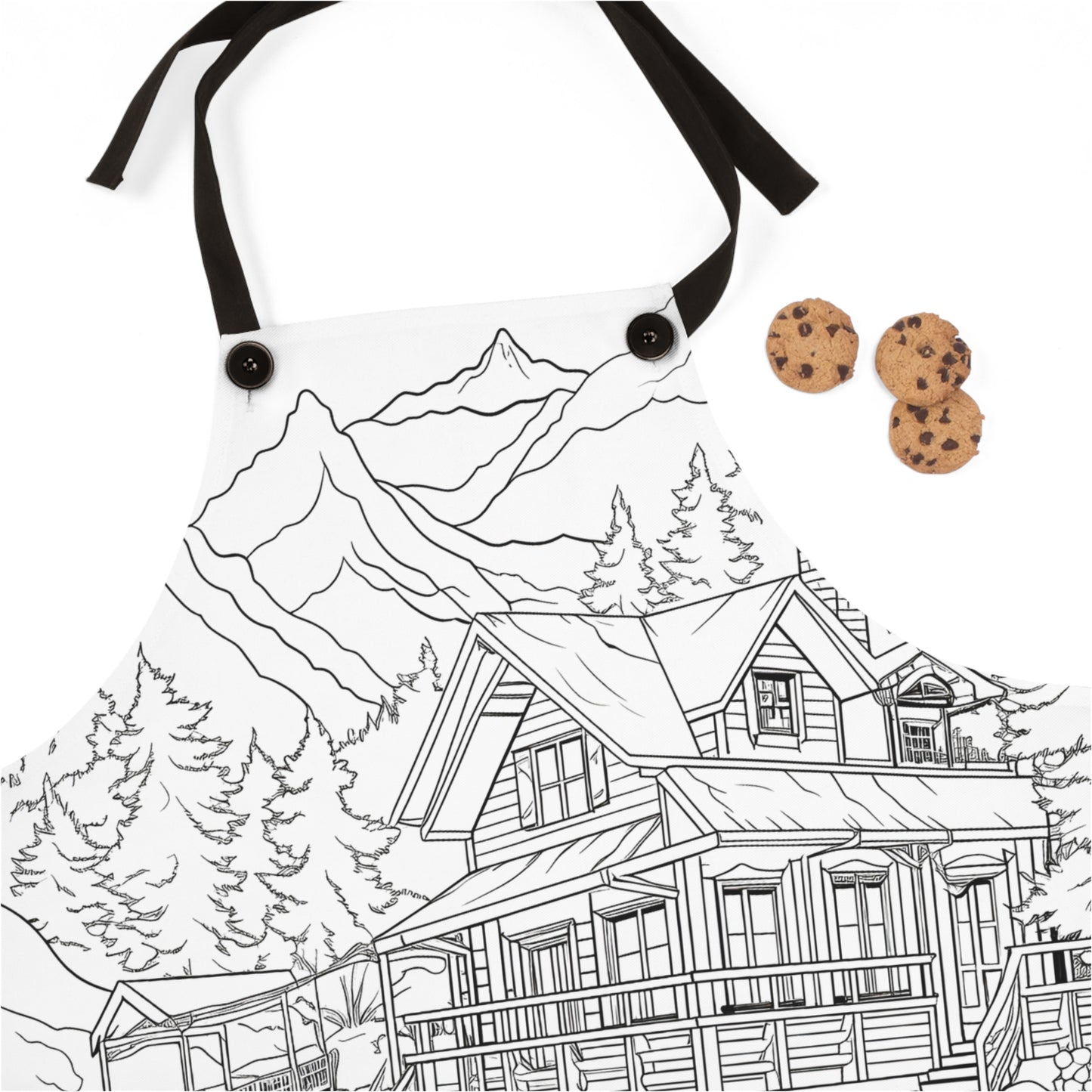 Apron Coloring Kit with 10 Fabric Markers - Mountain Cabin