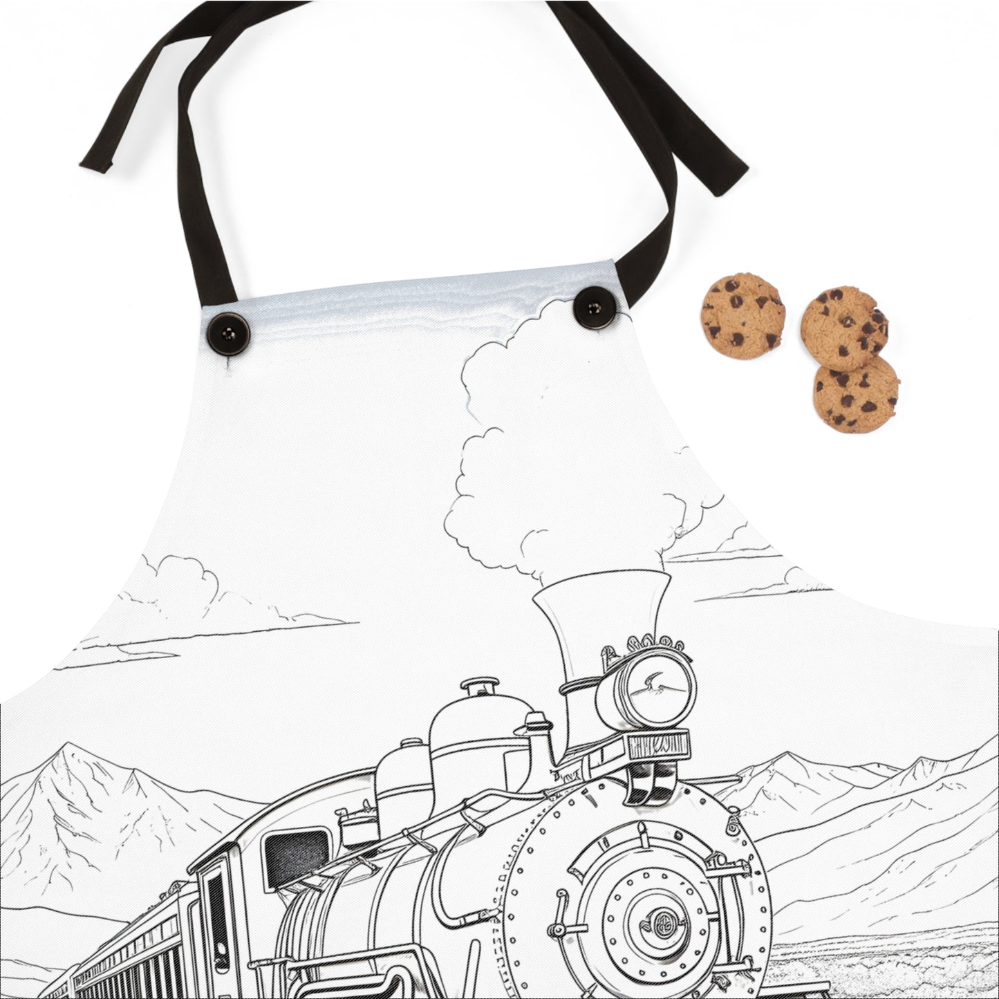 Apron Coloring Kit with 10 Fabric Markers - Steam Engine Train