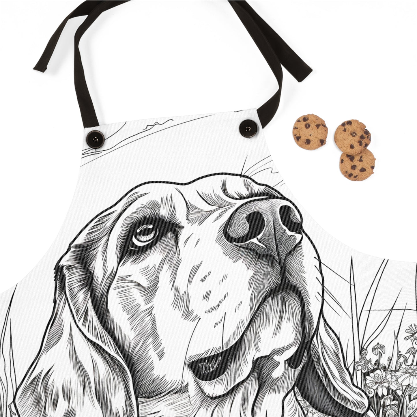 Apron Coloring Kit with 10 Fabric Markers - Dog in Meadow